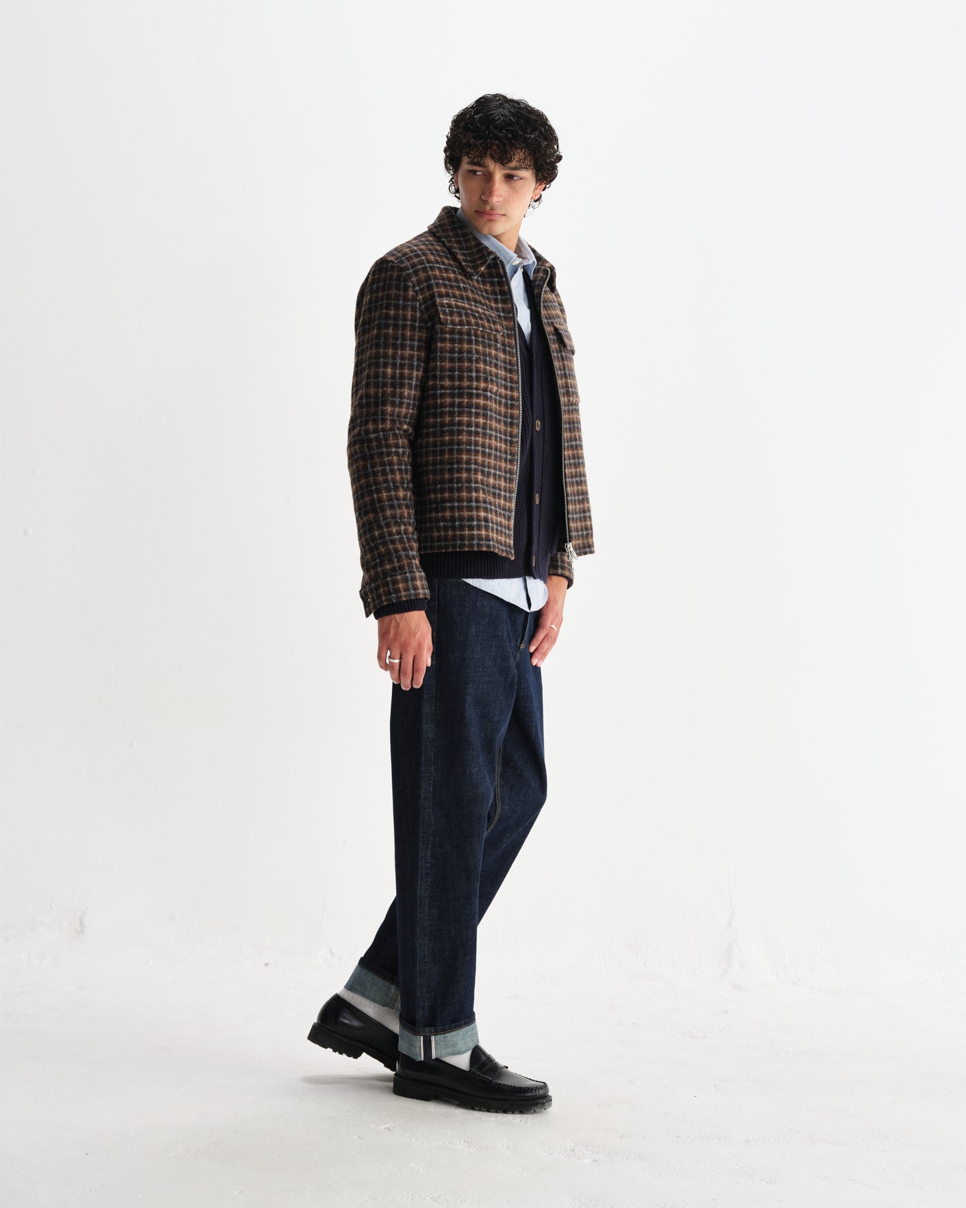 Osier Jacket - Drawn Check Navy/Brown