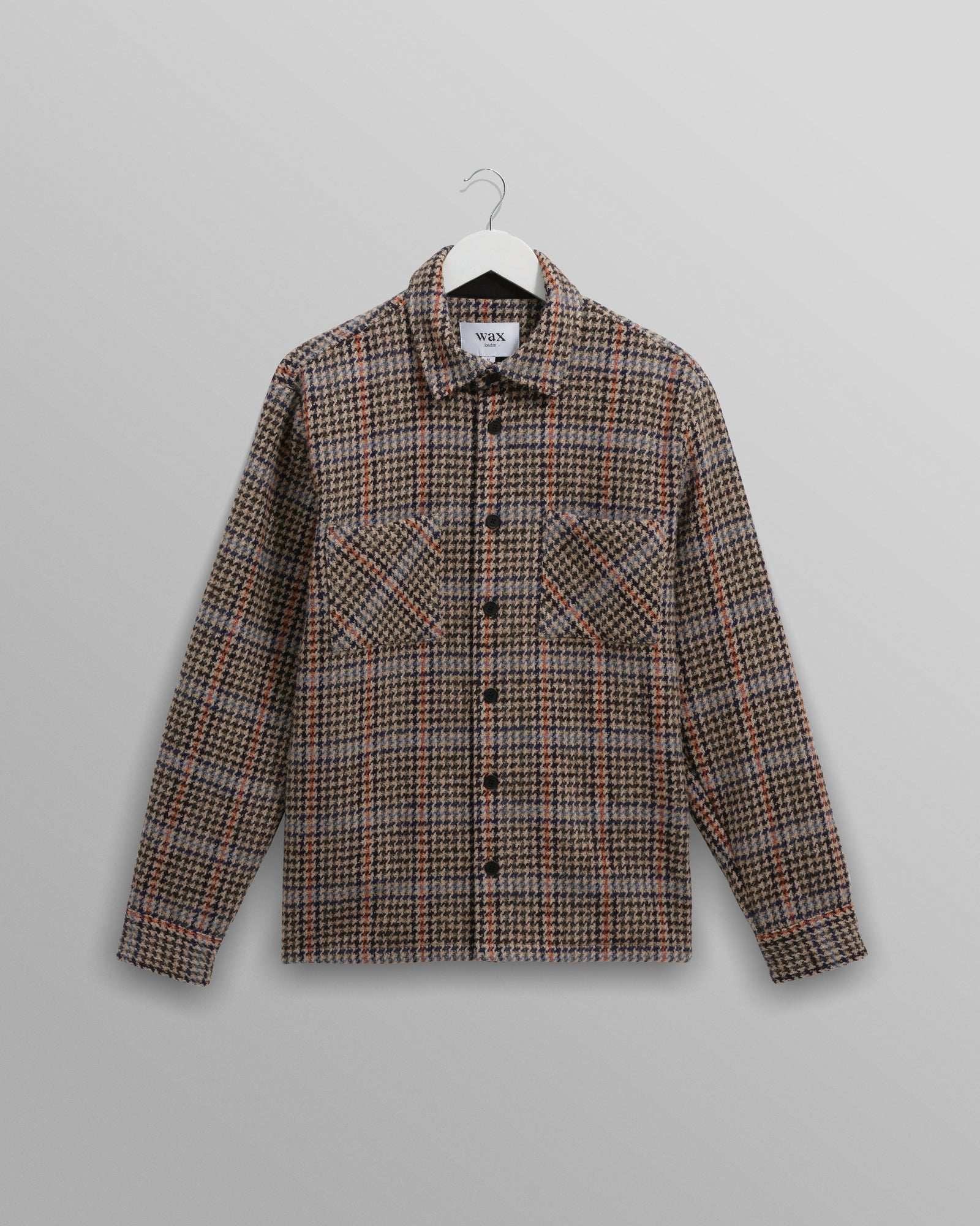 Whiting Overshirt - Wool Mix Houndstooth Grey