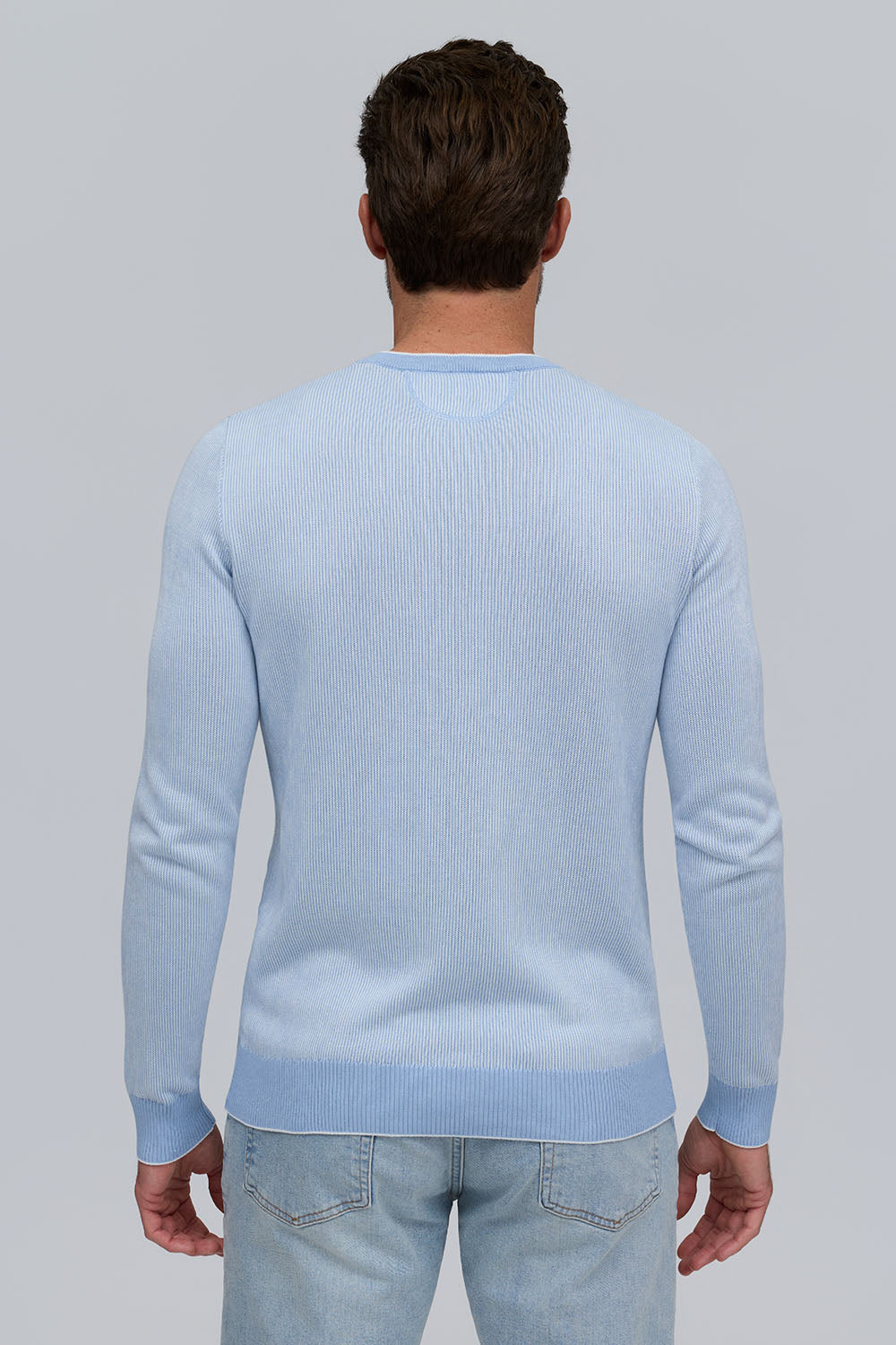 Cotton Modal Ribbed Crewneck Sky