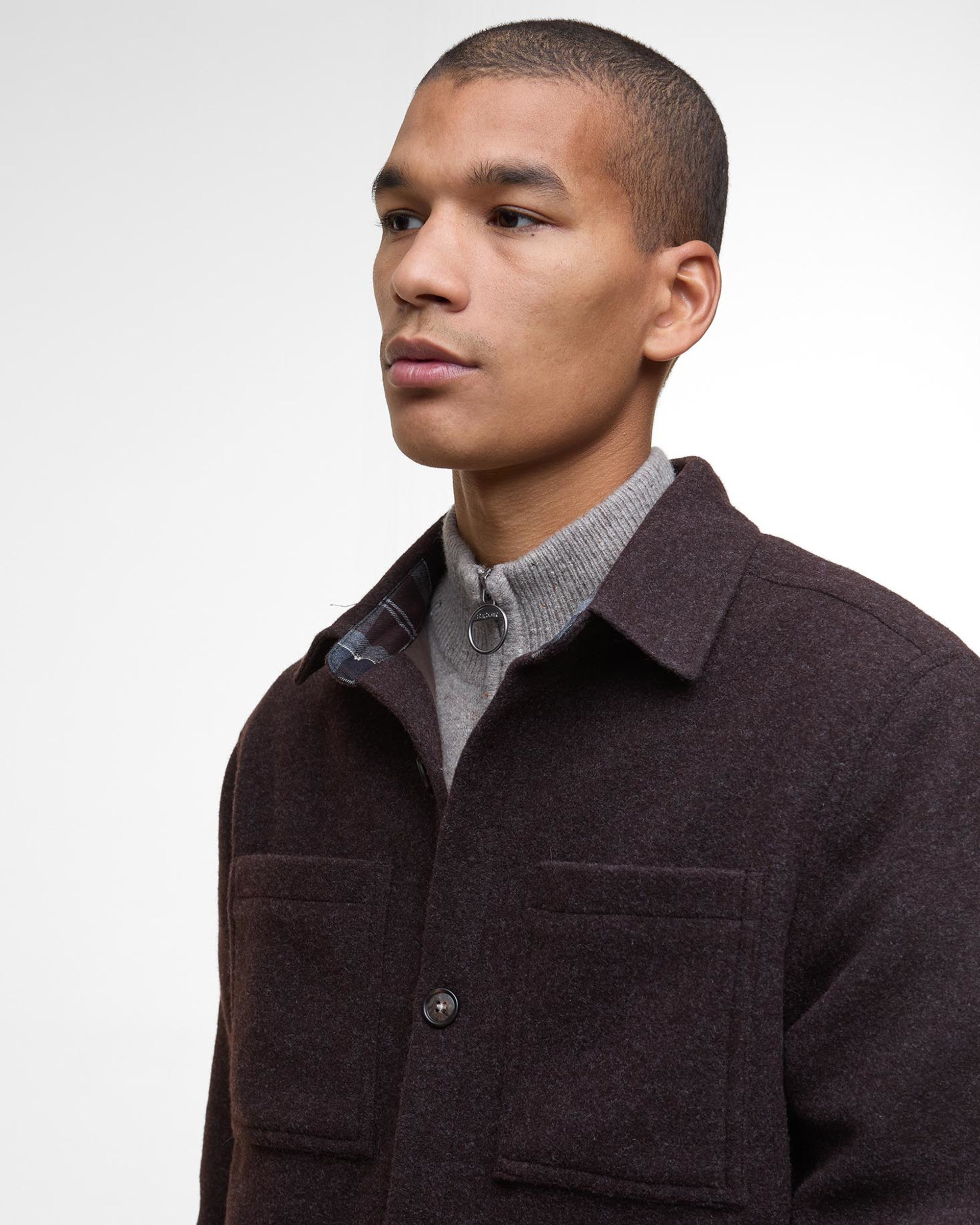 Marlow Tailored Wool Blend Overshirt Dark Oak