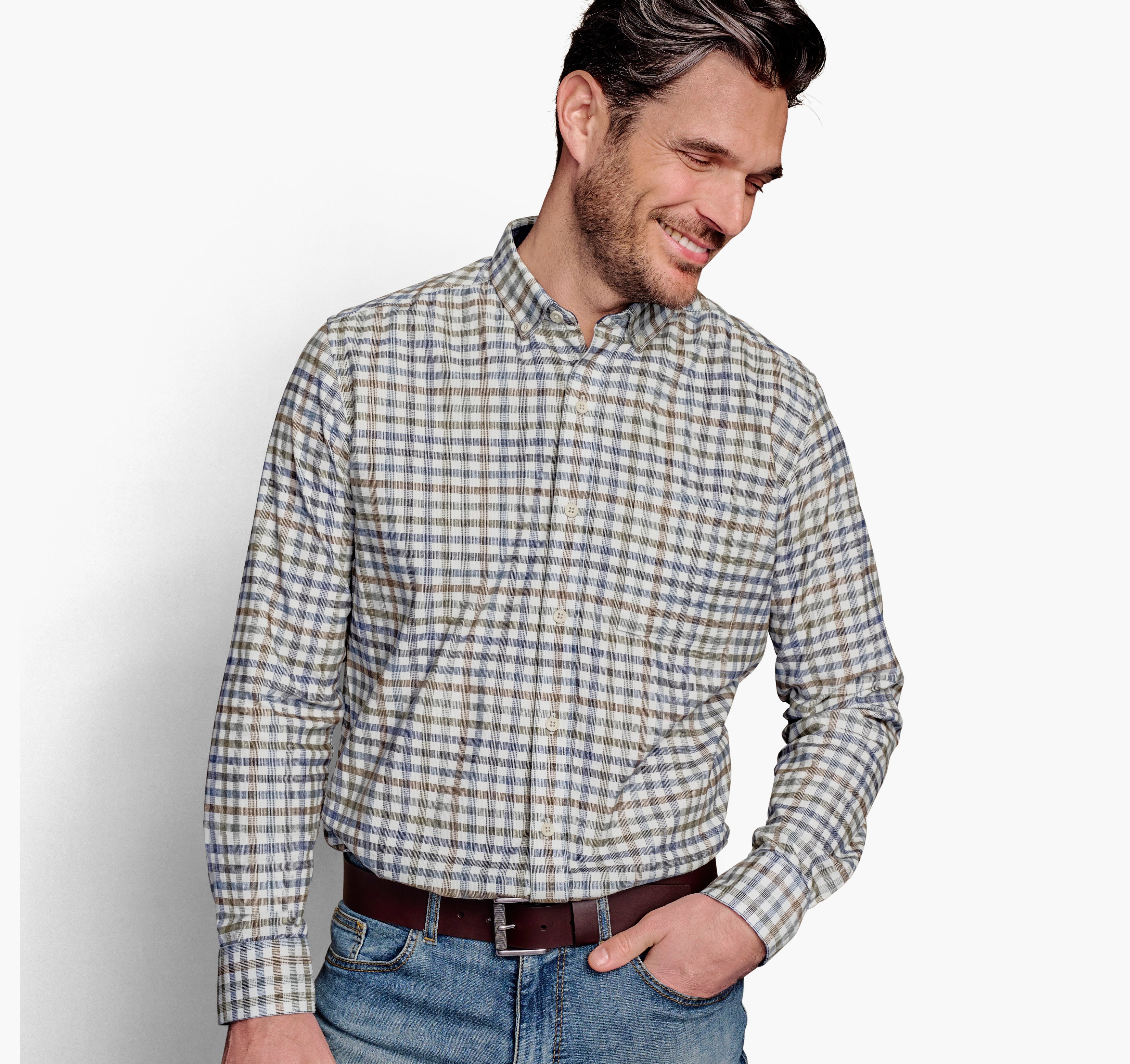 Plaid Corduroy Shirt Ivory