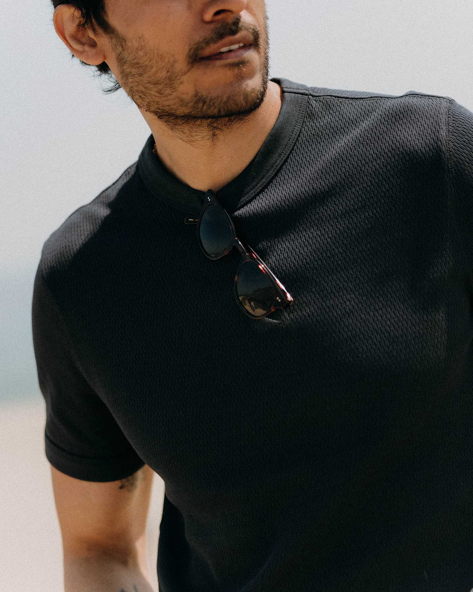 The Organic Cotton Waffle Short Sleeve Crew Washed Navy