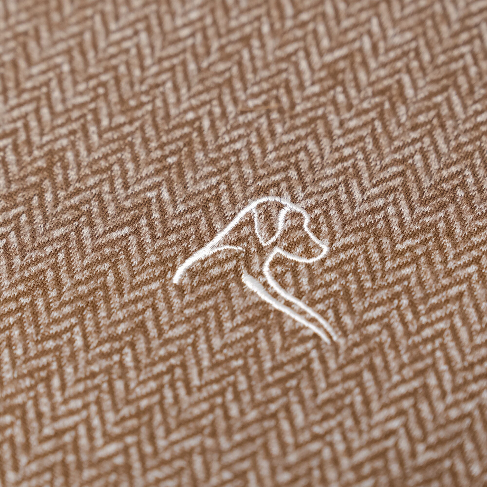 Herringbone Jacquard Q-Zip Saddle Brown/White