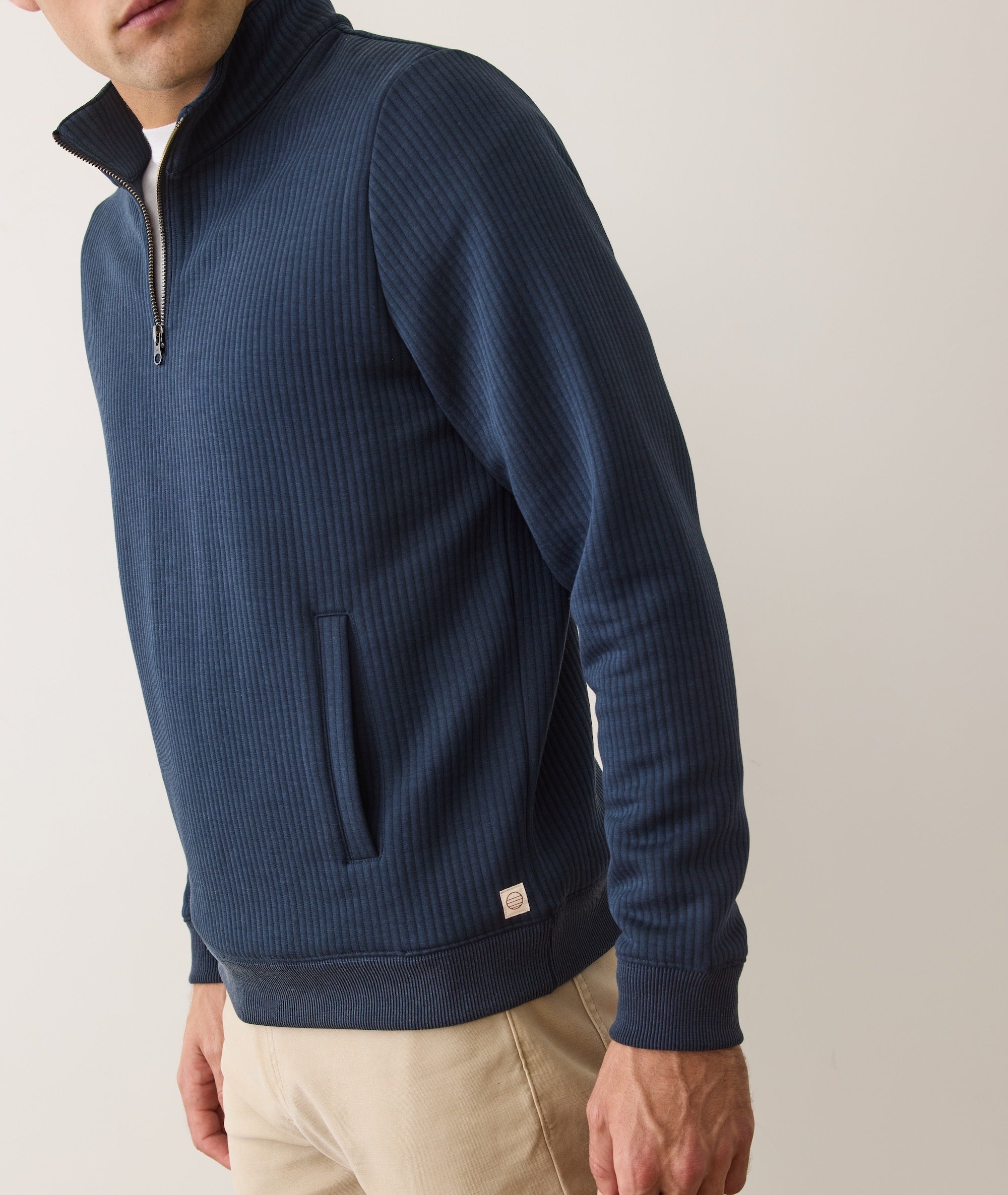 Corbet Quilted Quarter Zip Navy
