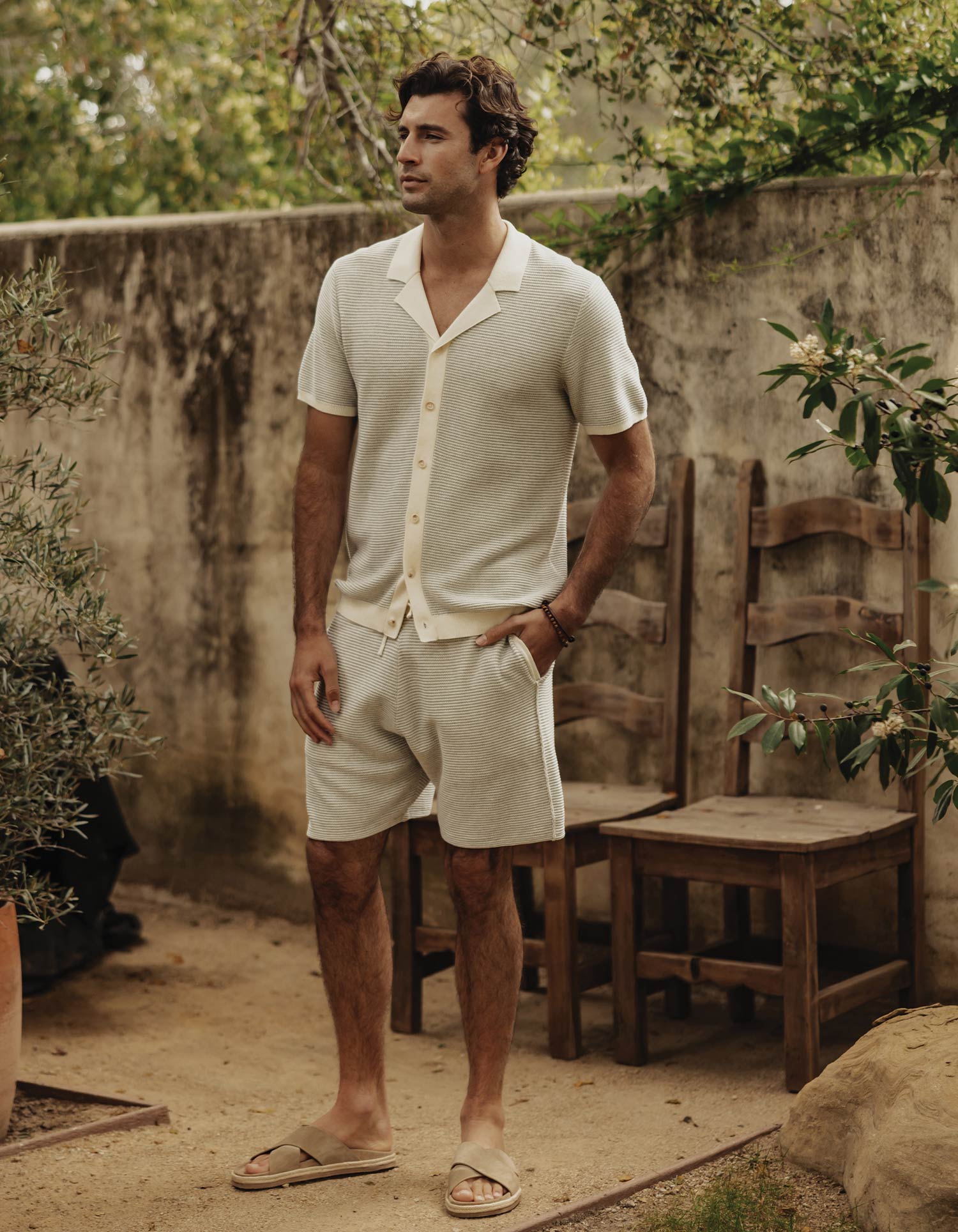 Robles Birdseye Knit Short Cream/Grey