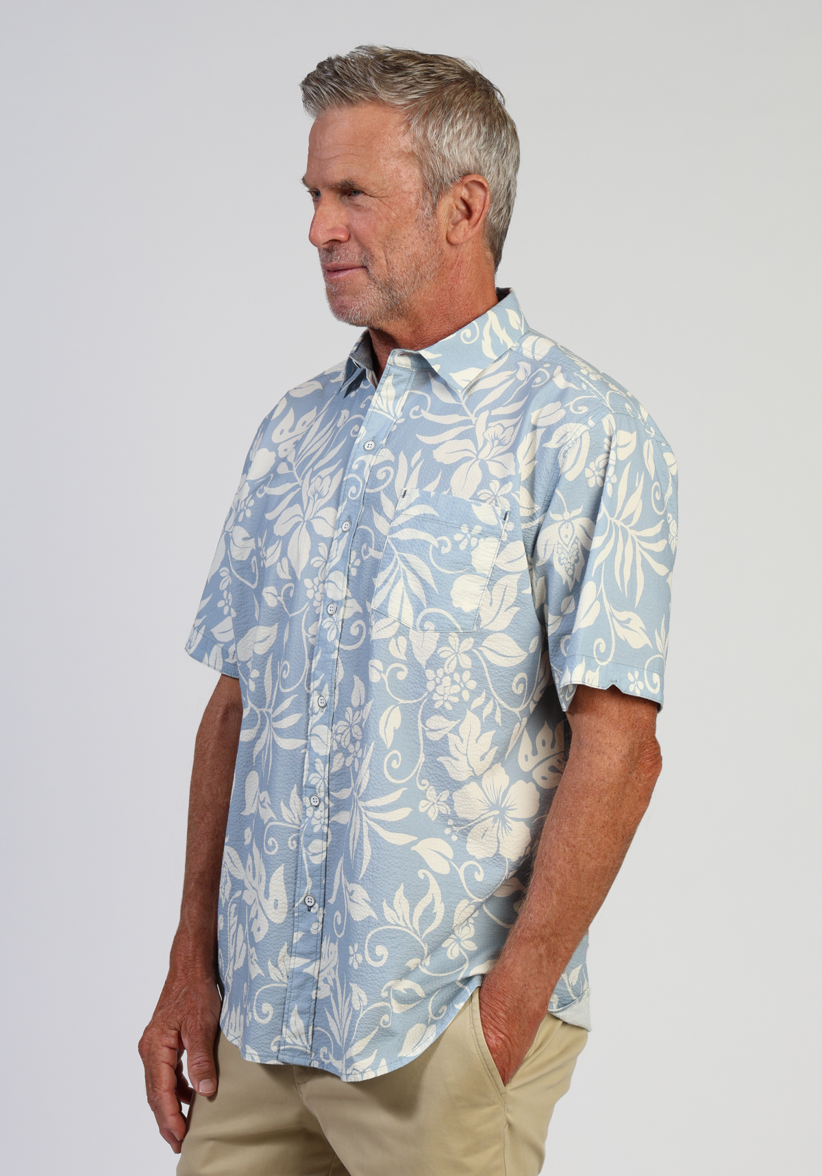 South Pacific Seersucker Shirt Soft Blue