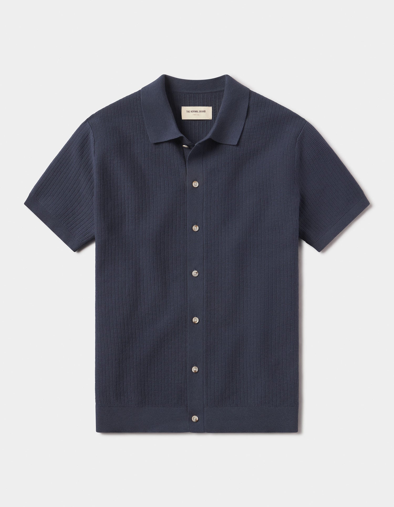 Breezeknit Short Sleeve Button Up Vintage Blue