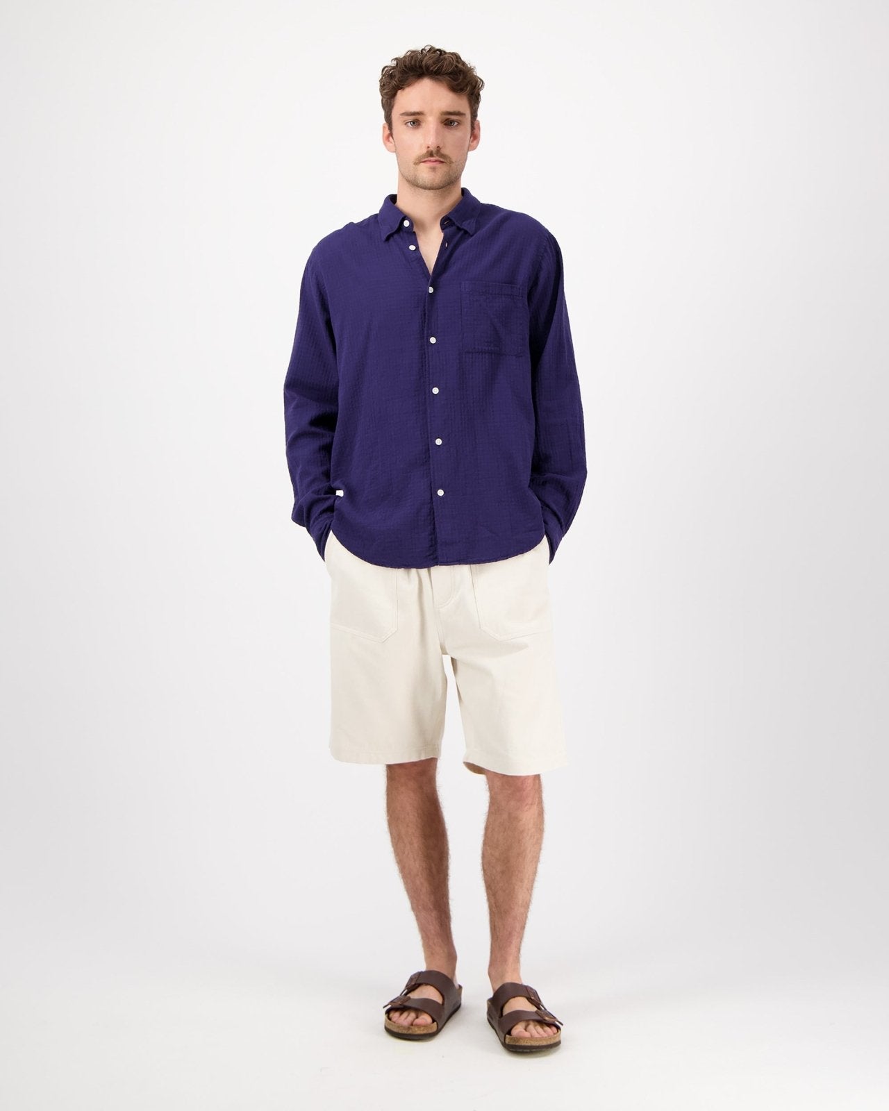 Konga Textured Cotton Shirt Navy