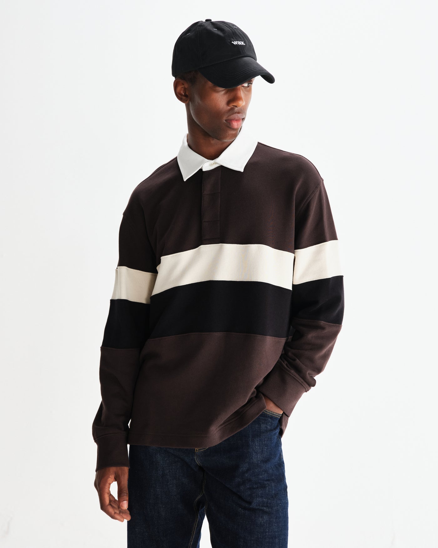Rowhill Rugby Shirt - Paneled Loopback Brown/Black