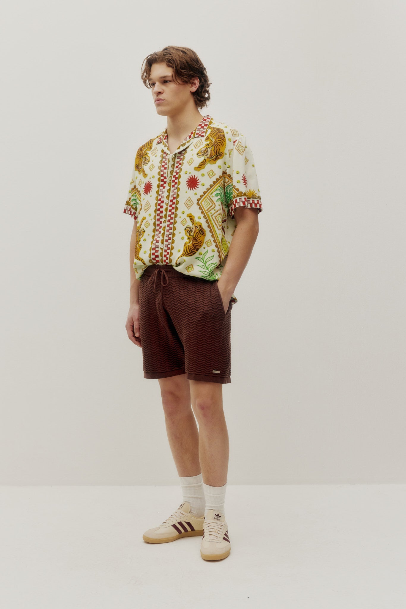 Beach Button Down Shirt Tiger Cream