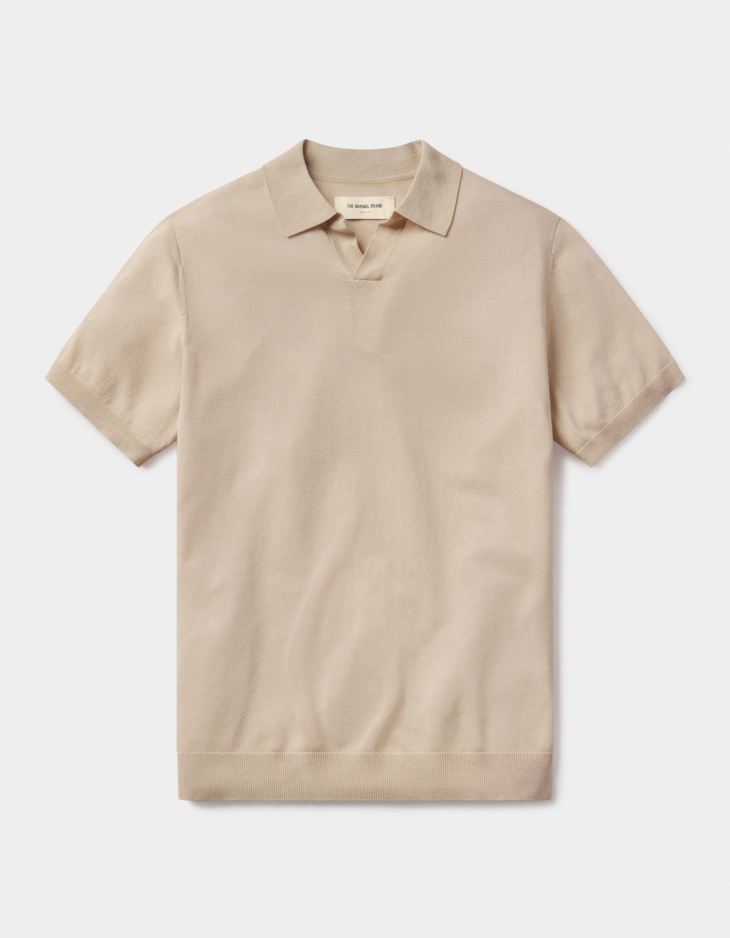 Summer Linen Blend Knit Polo Jute