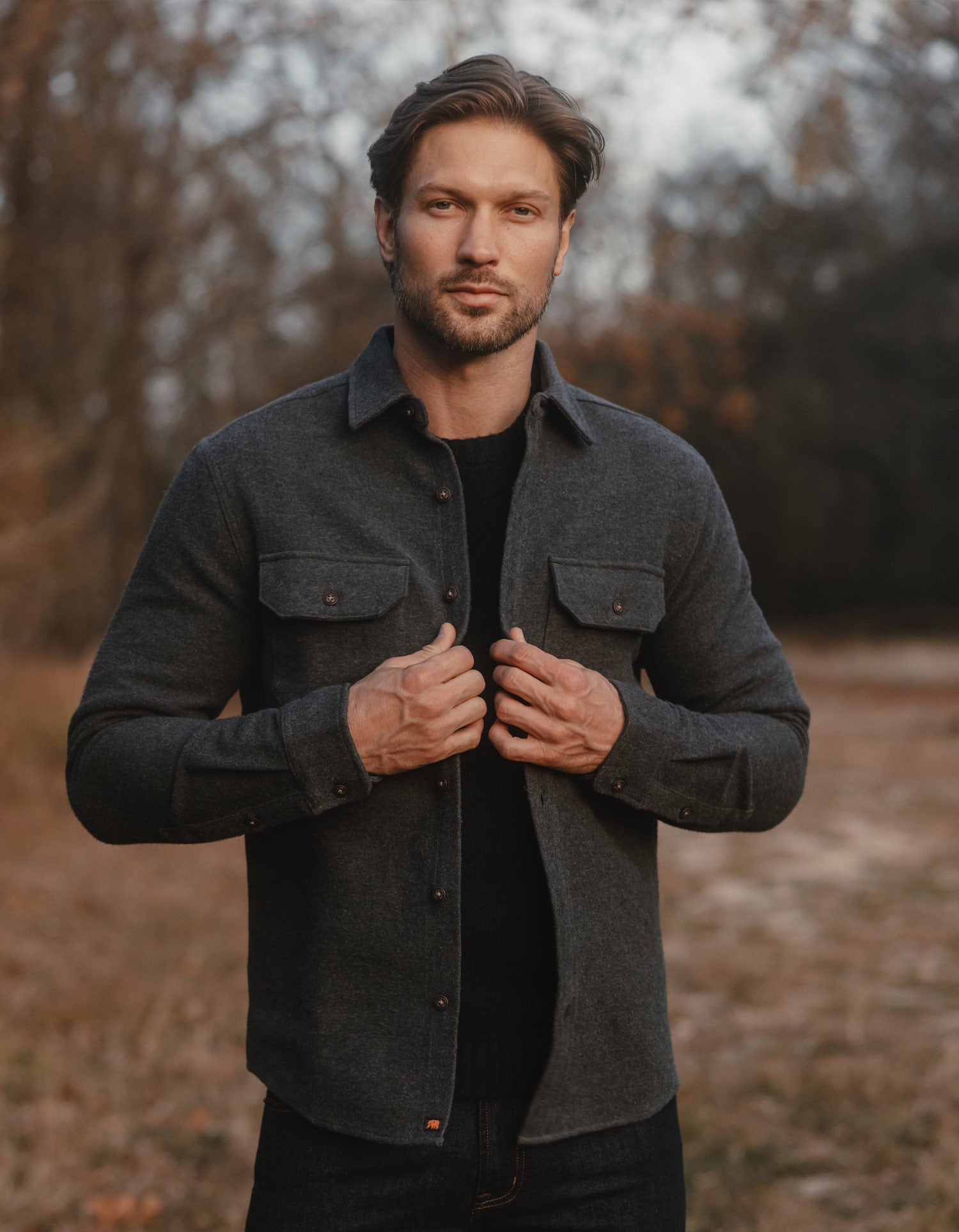 Heavyweight Chamois Overshirt Charcoal Heather