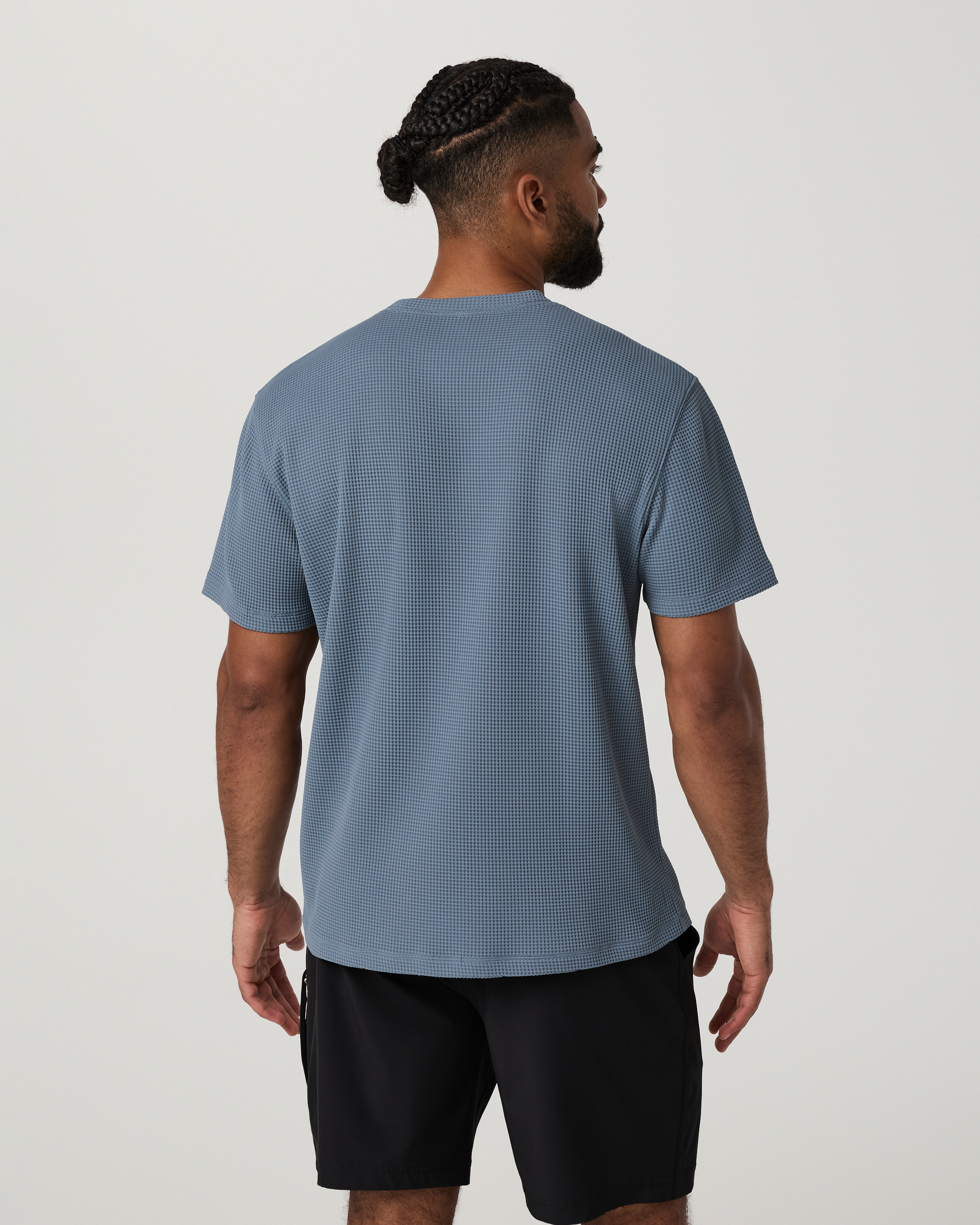 Short Sleeve Lightweight Tech Waffle Tee - Relaxed Fit Waterfall
