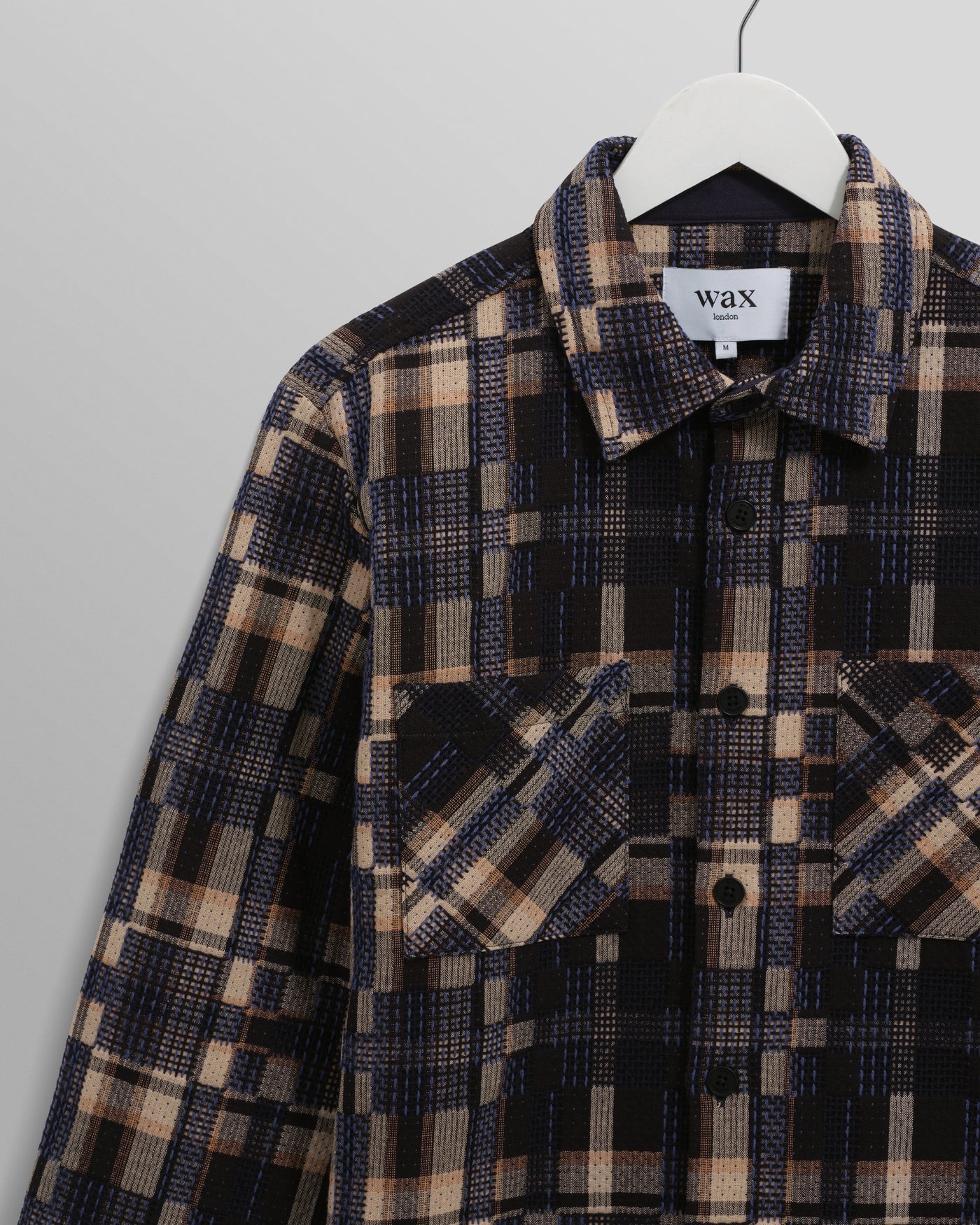 Whiting Overshirt - Glitch Check Natural/Navy