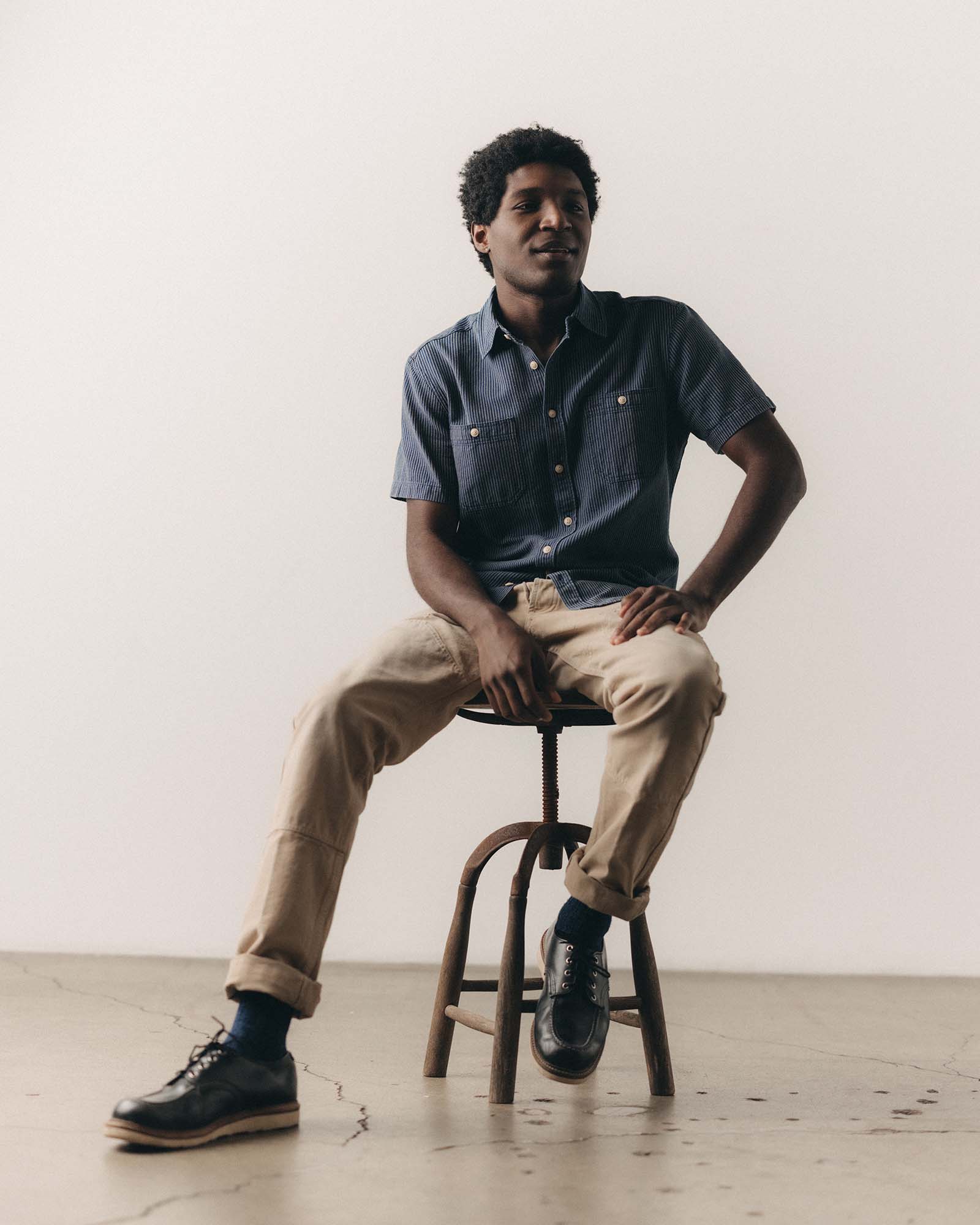 The Short Sleeve Utility Shirt Roped Indigo