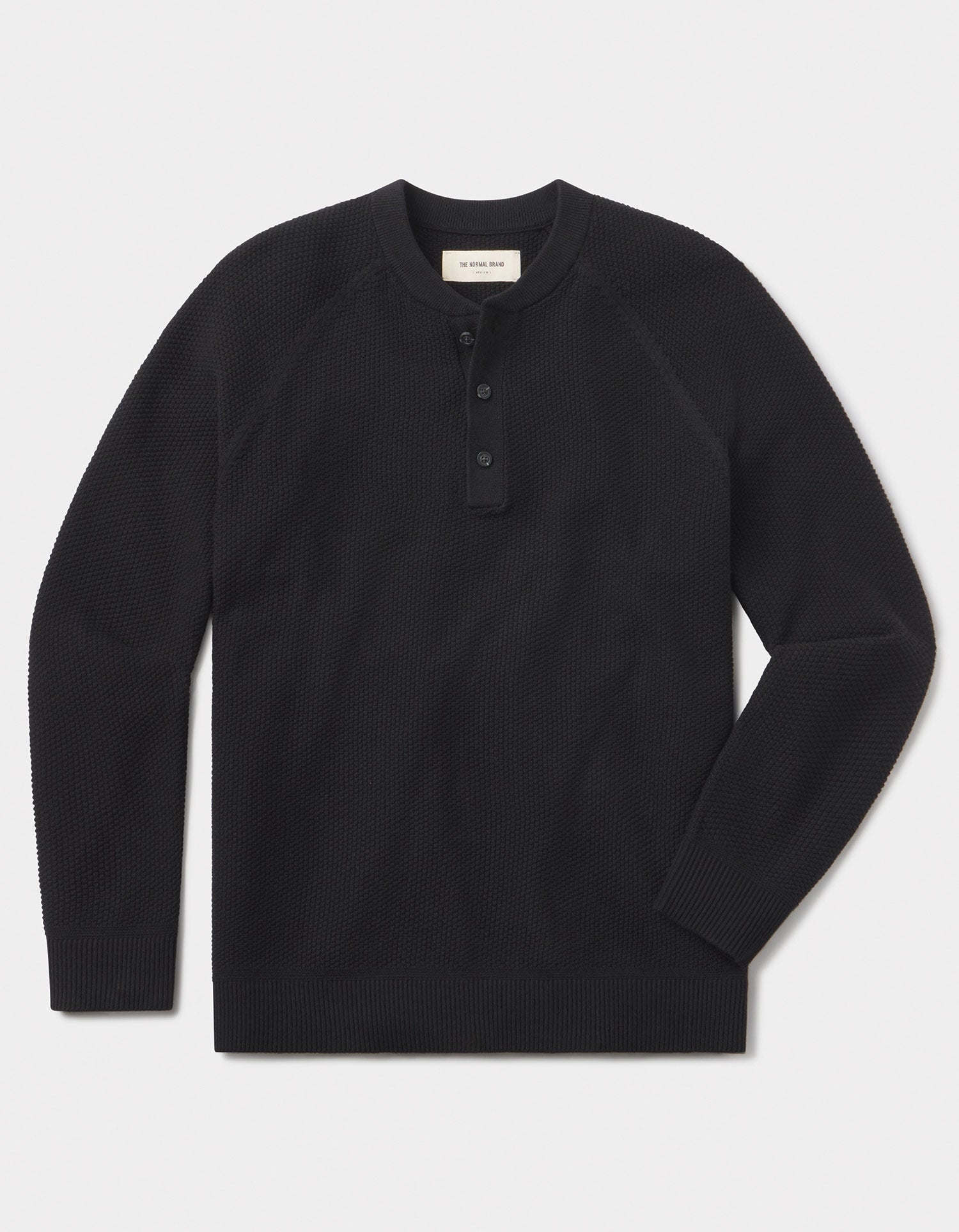 Coolmax Textured Sweater Henley Black