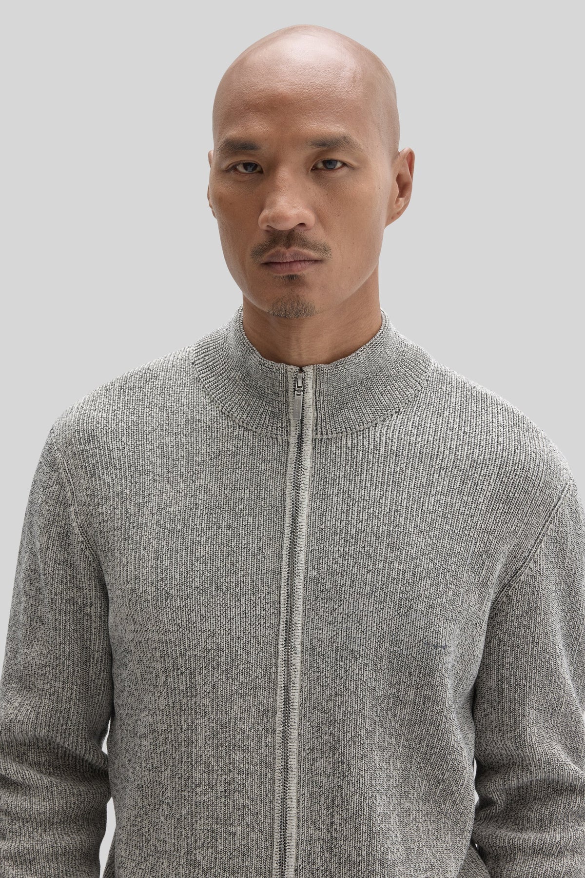 Idris Full-Zip Mockneck Sweater Moonstone
