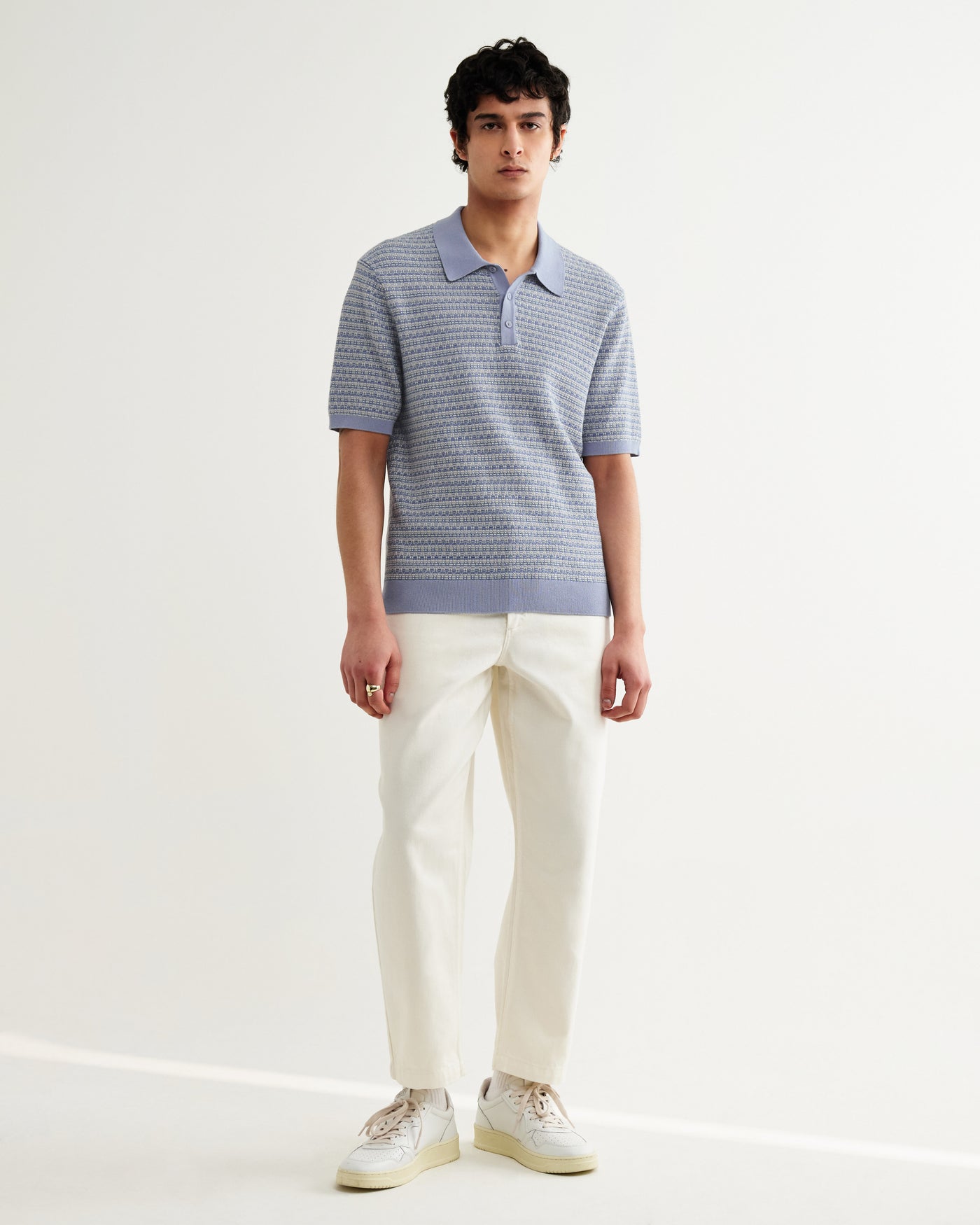 Naples Polo in Mini Geo Light Blue
