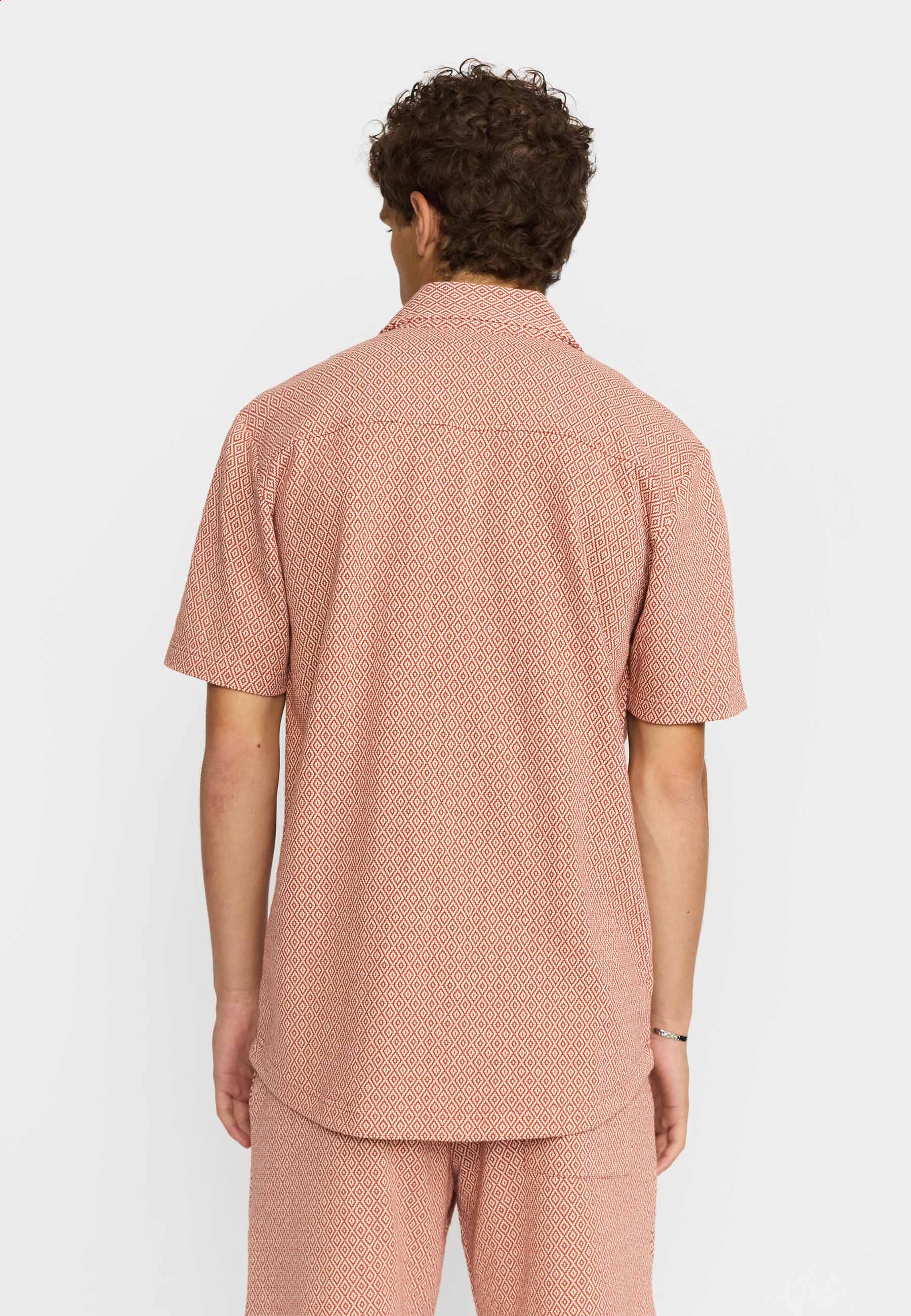 Jaquard Short-Sleeved Cuban Shirt Orange