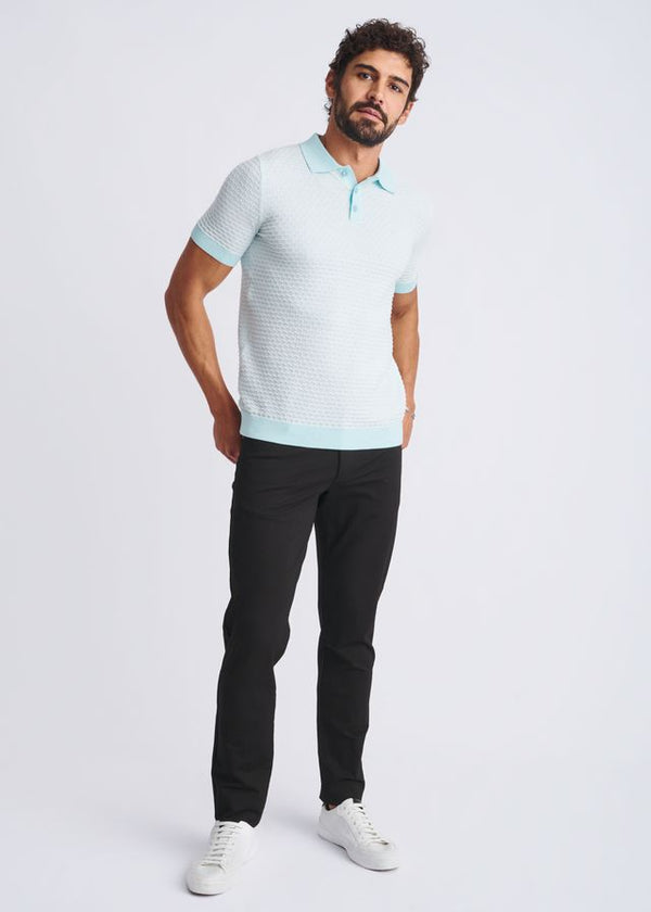 Textured Honeycomb Polo Glacier/Milk White