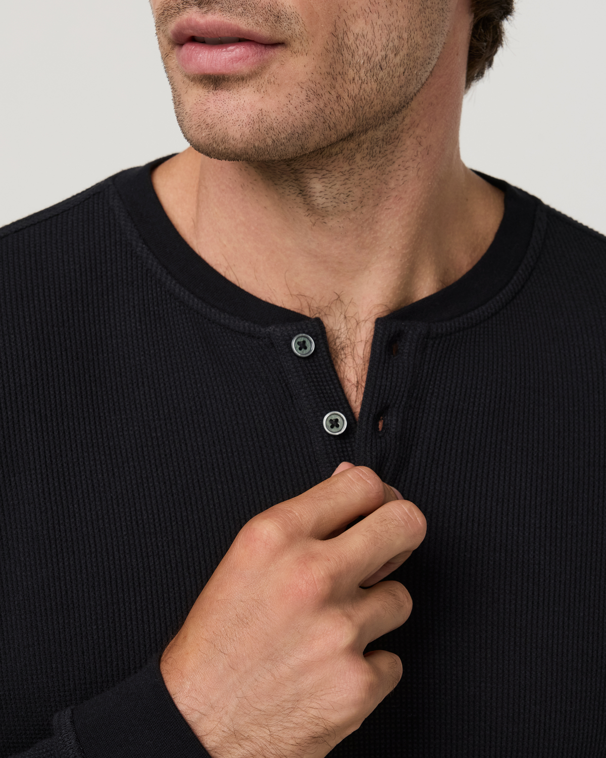 Waffle Henley Black