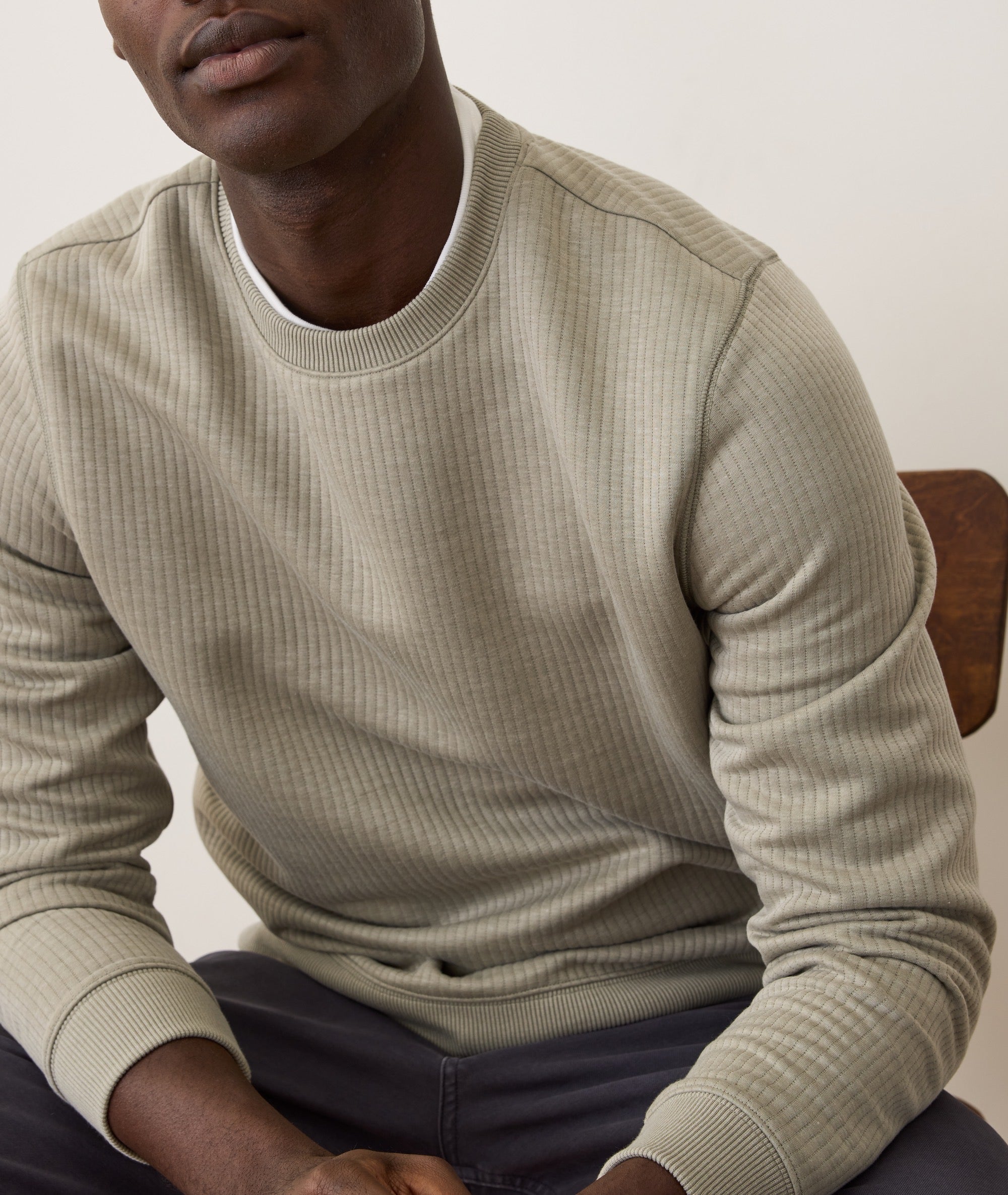 Corbet Quilted Crewneck Taupe