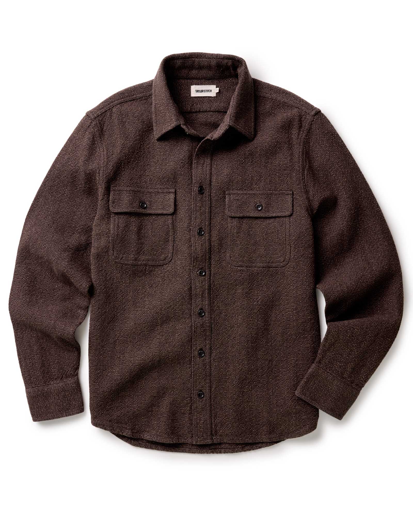 The Ledge Shirt in Linen Tweed Black Coffee