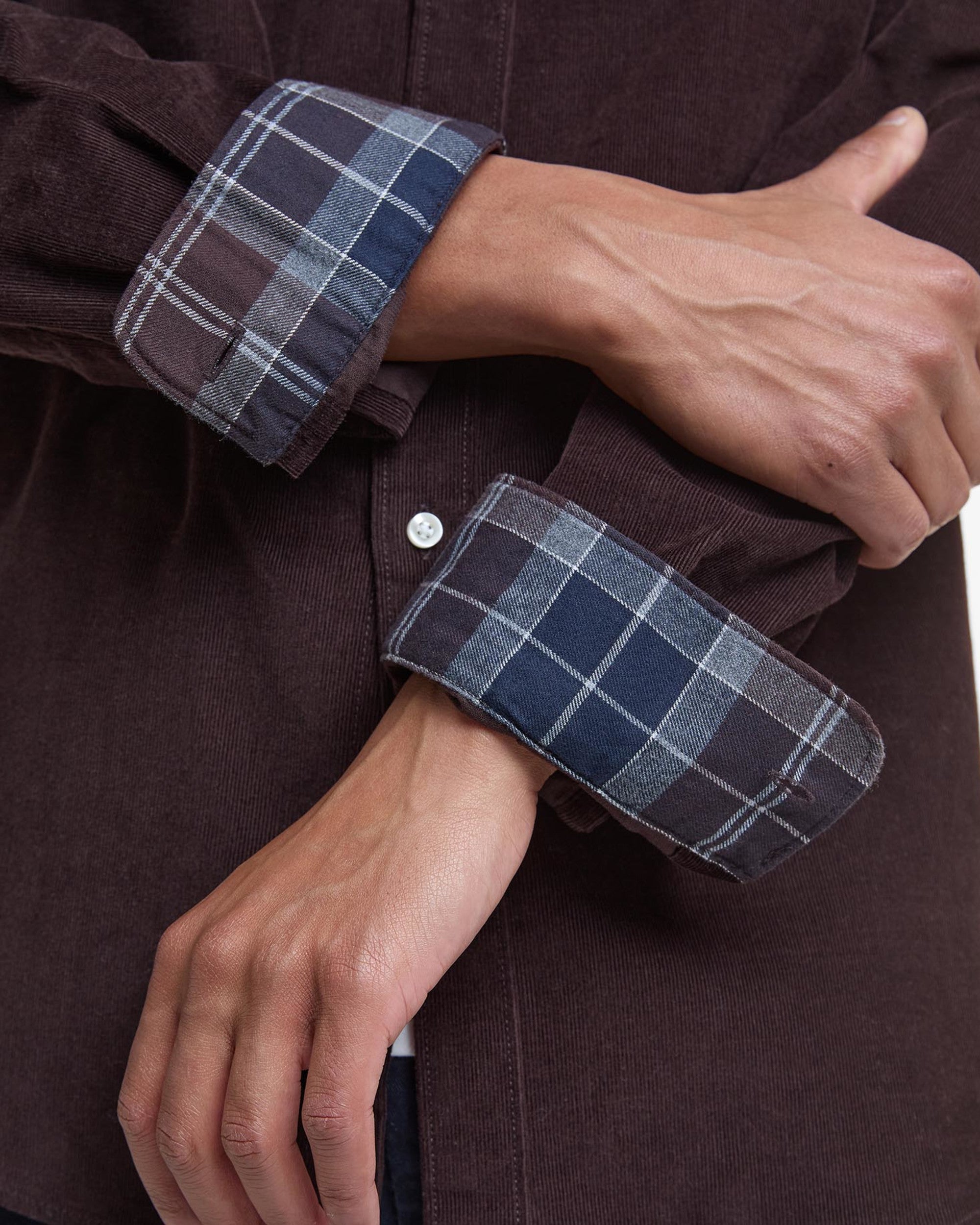 Ramsey Tailored Cord Shirt Dark Oak