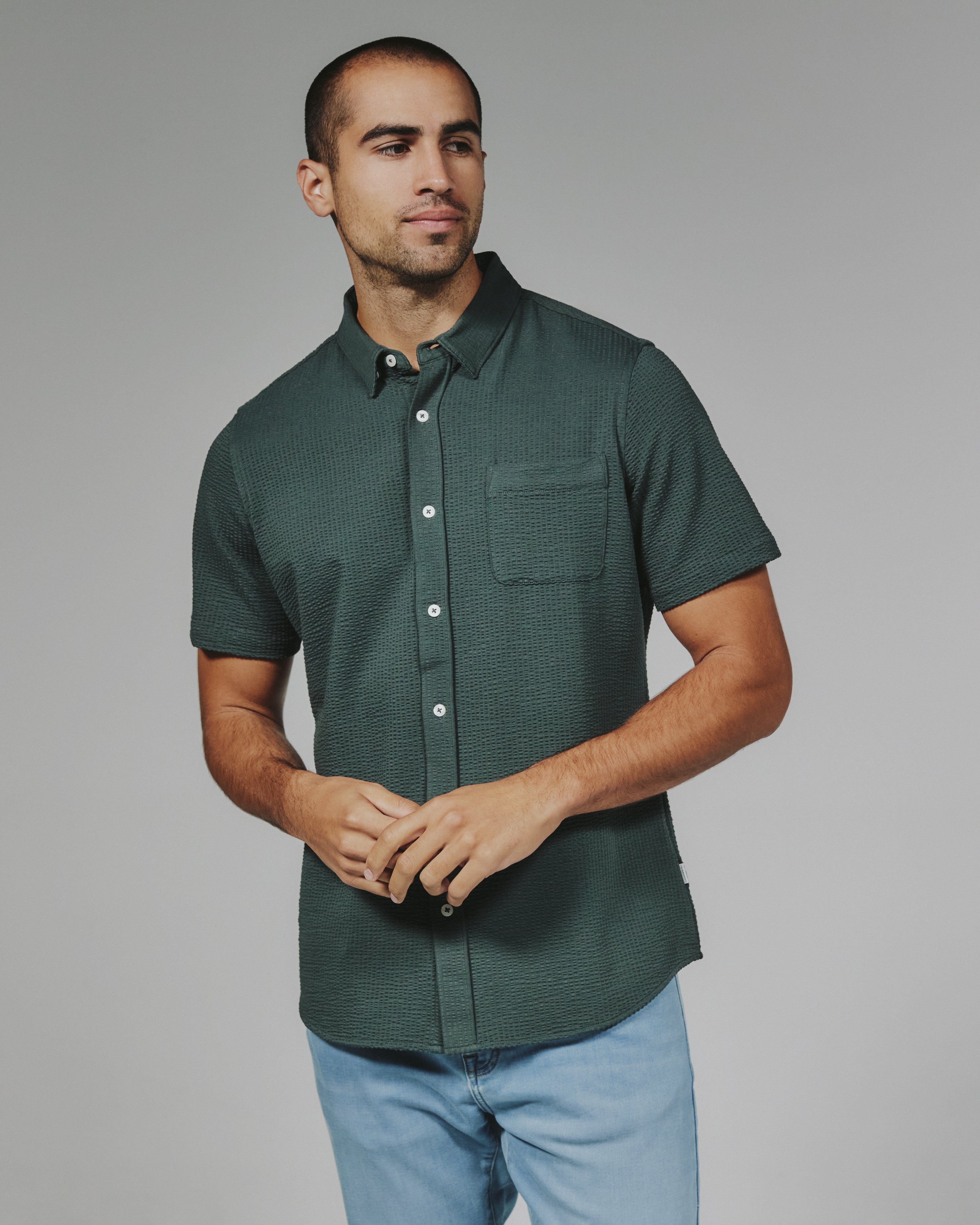 Bennet Seersucker Shirt Basil