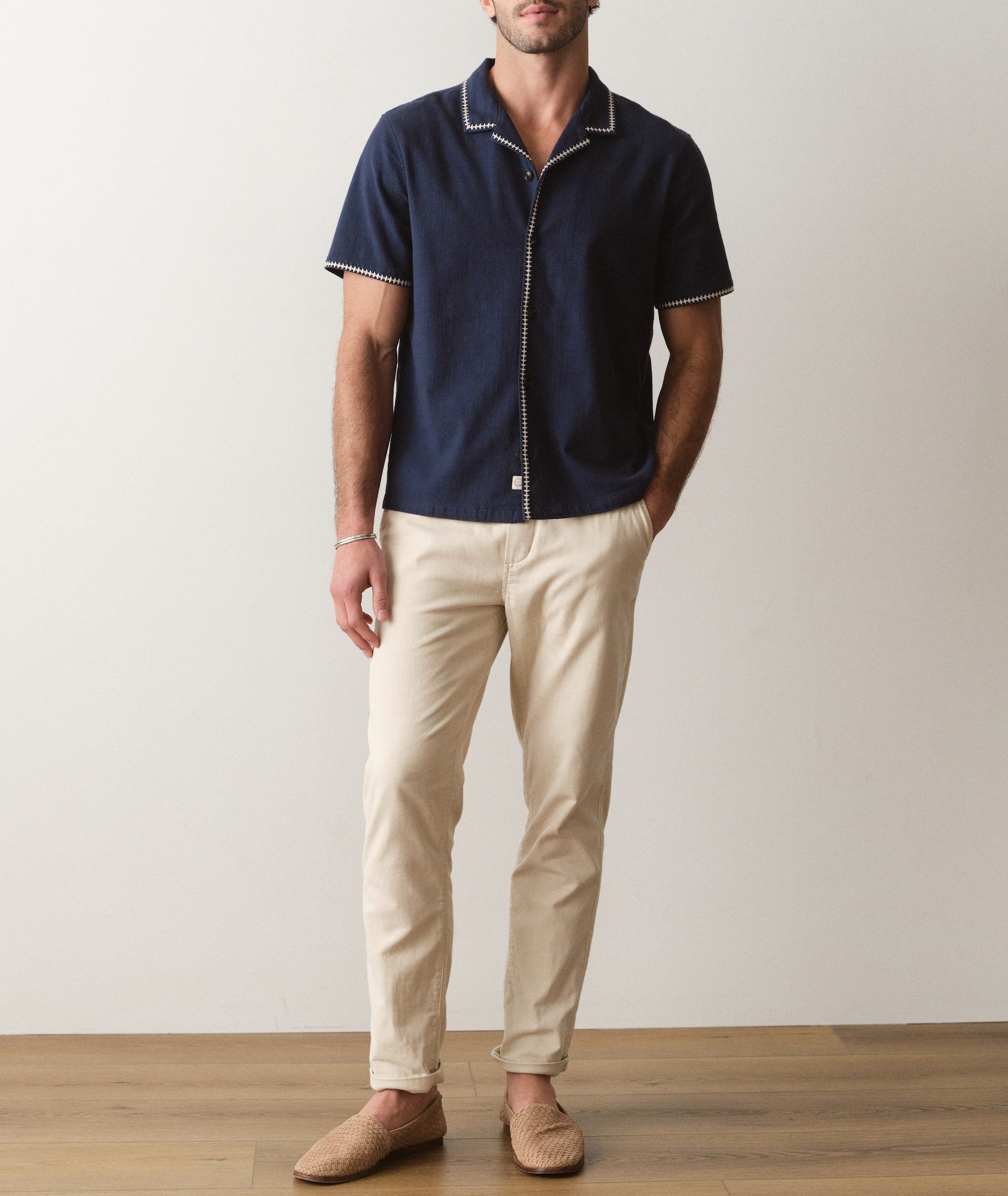 Embroidered Short Sleeve Resort Shirt India Ink