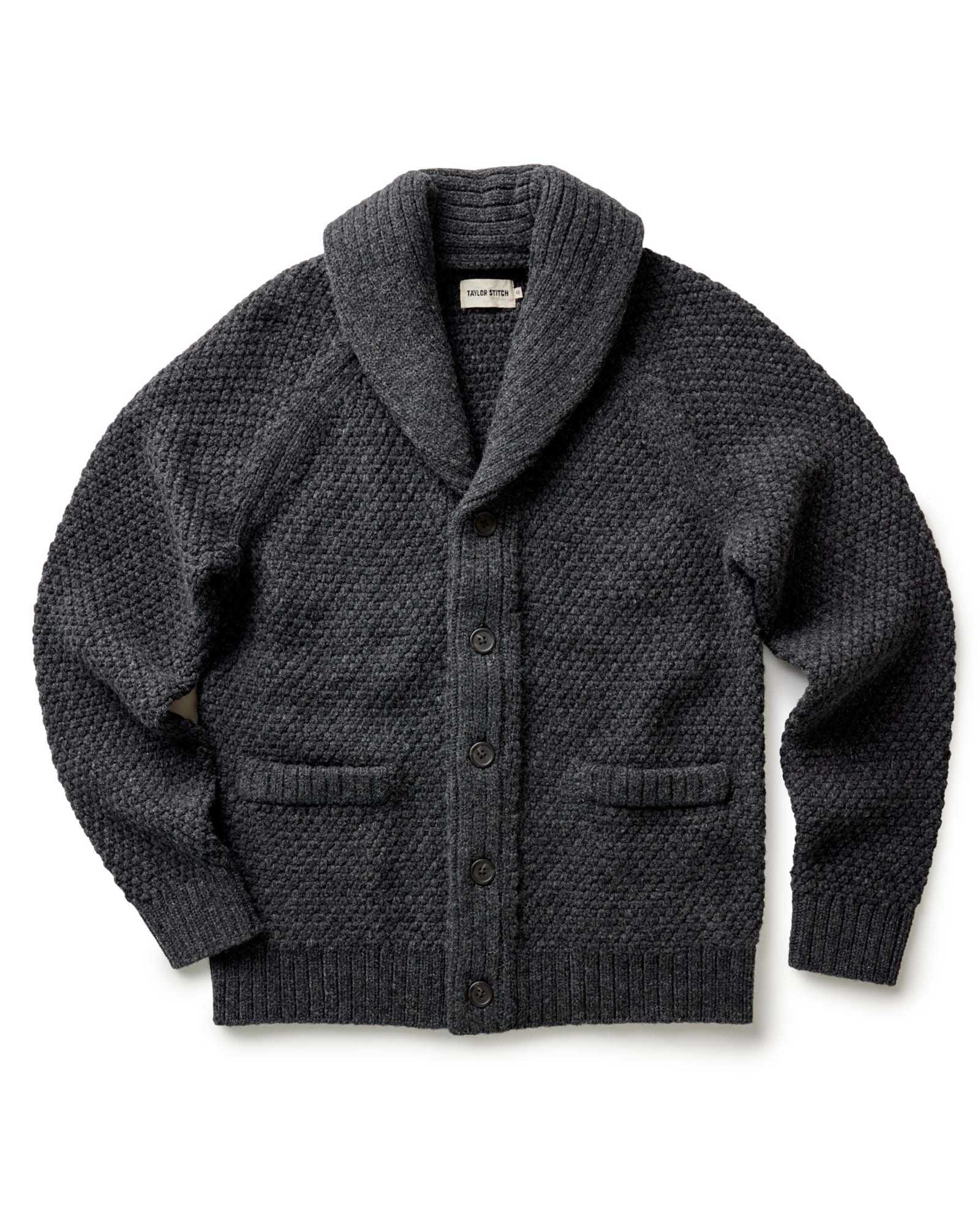 The Fisherman Cardigan in Merino Coal Heather