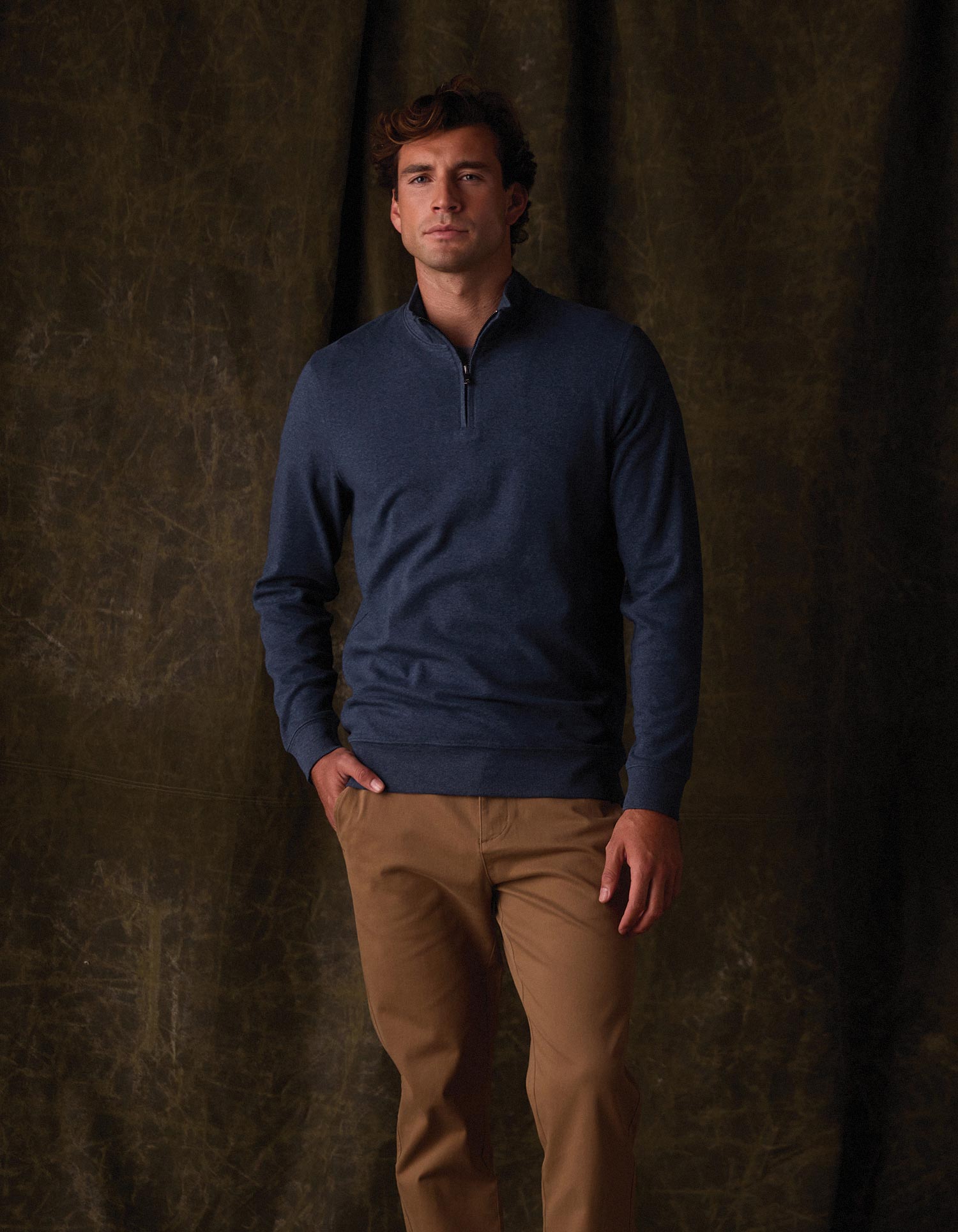 Puremeso Weekend Quarter Zip Indigo Blue