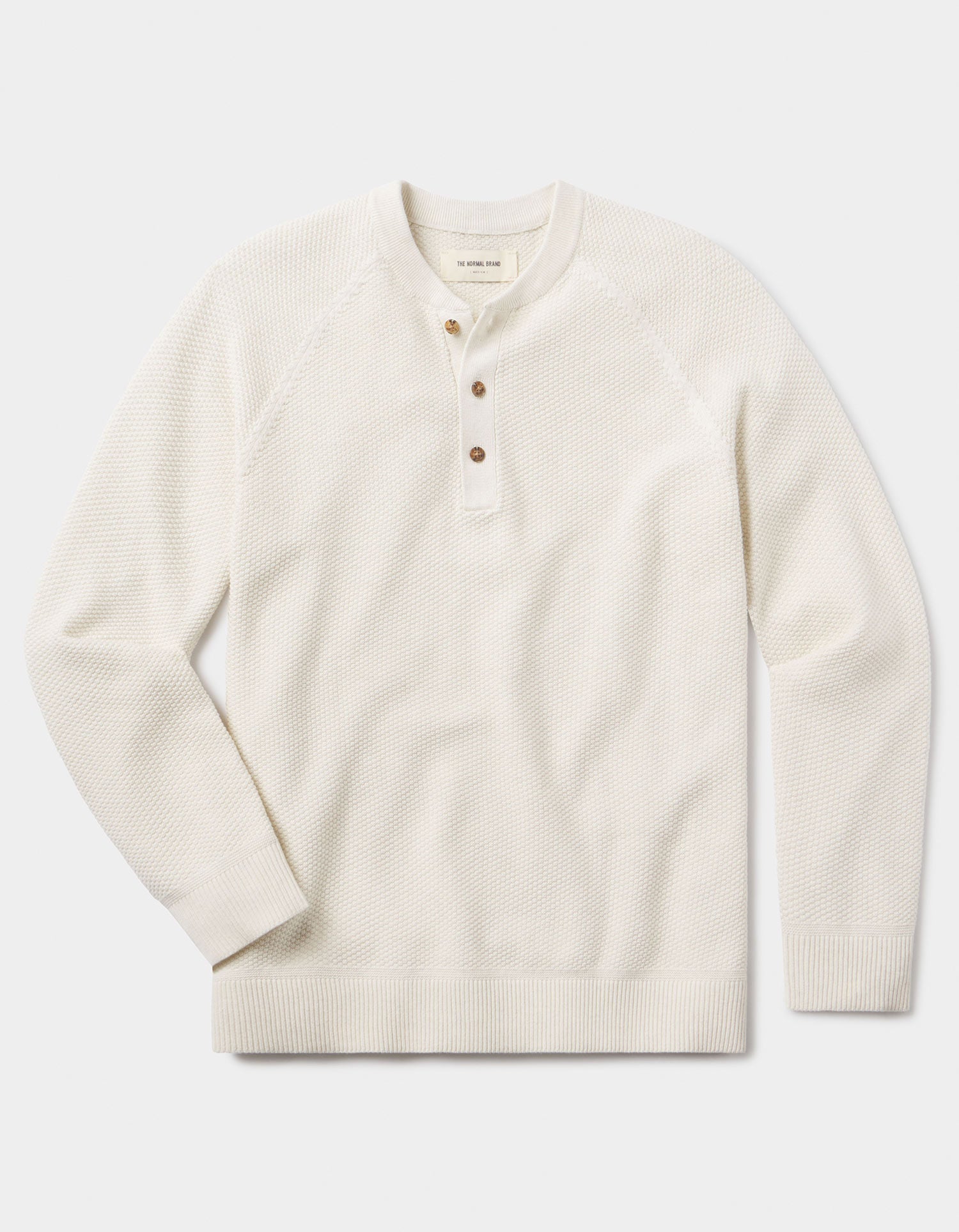 Coolmax Textured Sweater Henley Ivory
