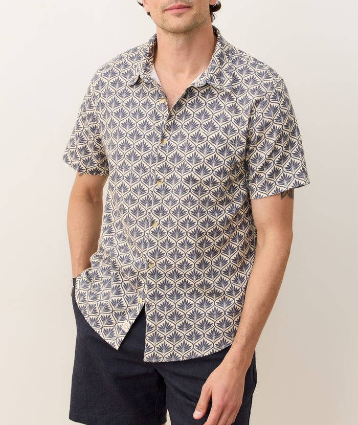 Classic Stretch Selvage Shirt India Ink Agave Print