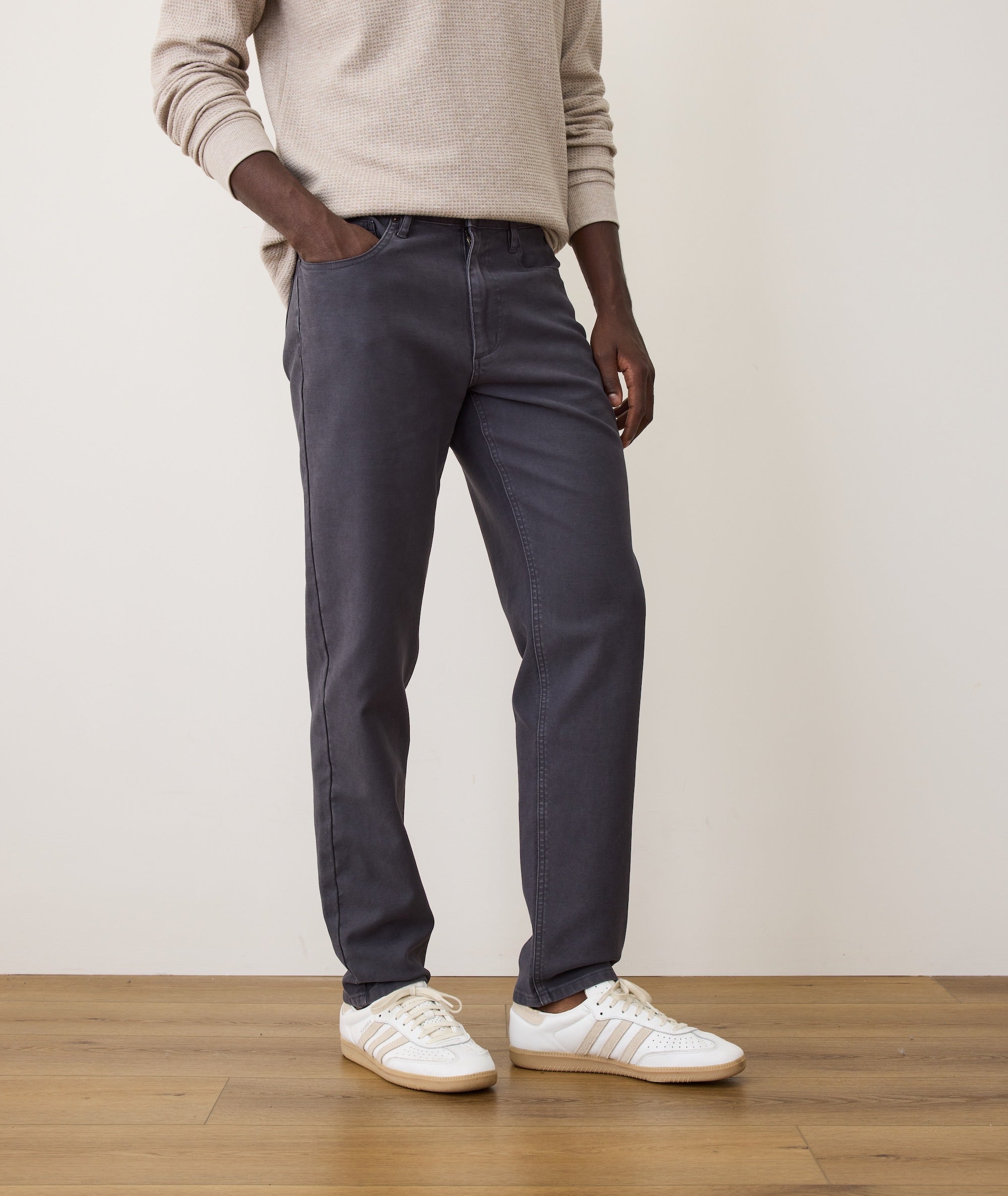 Slim Straight Flex Terry Pant Faded Navy