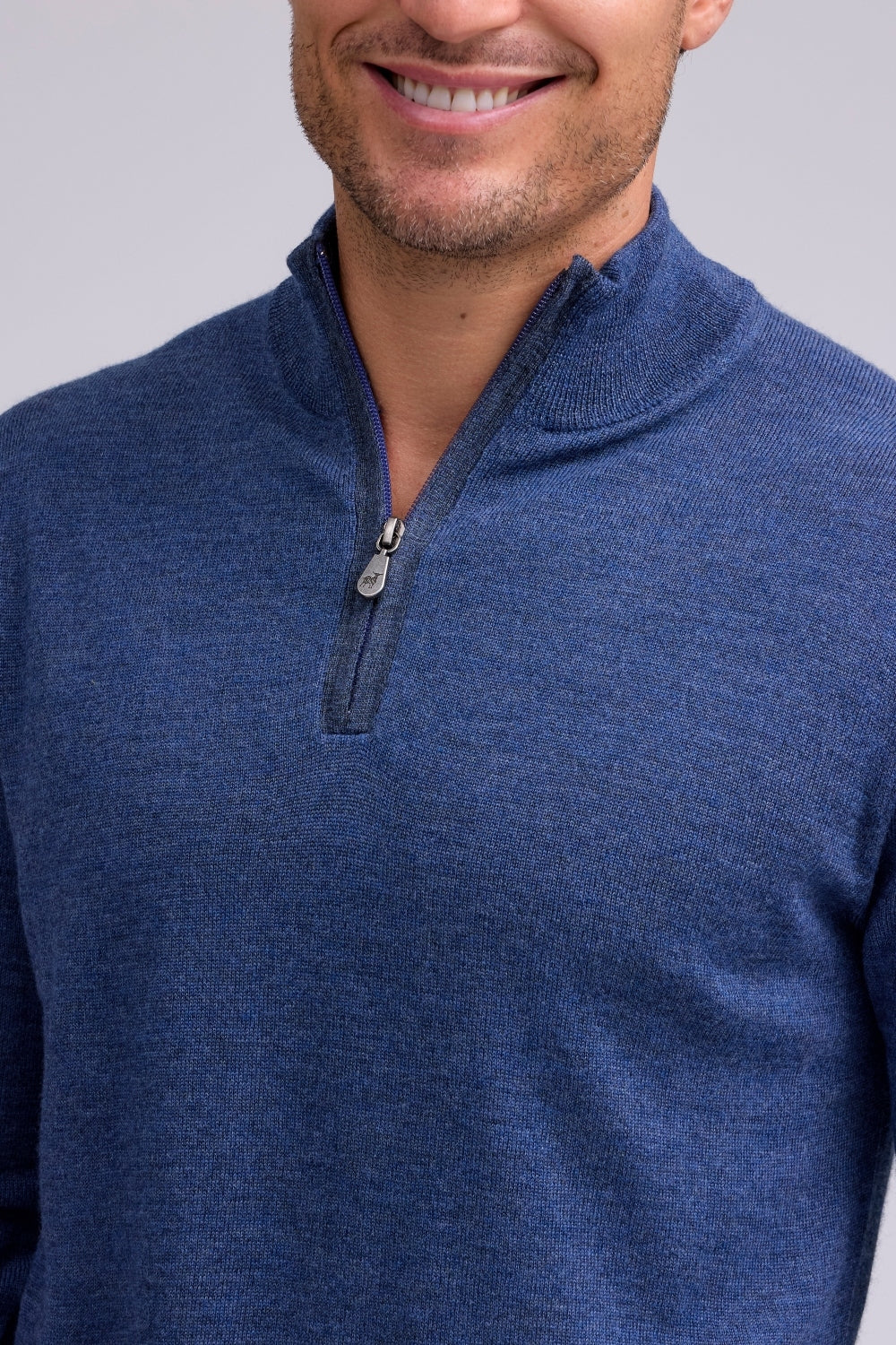 Long Sleeve 1/4 Zip Mock Neck Indigo