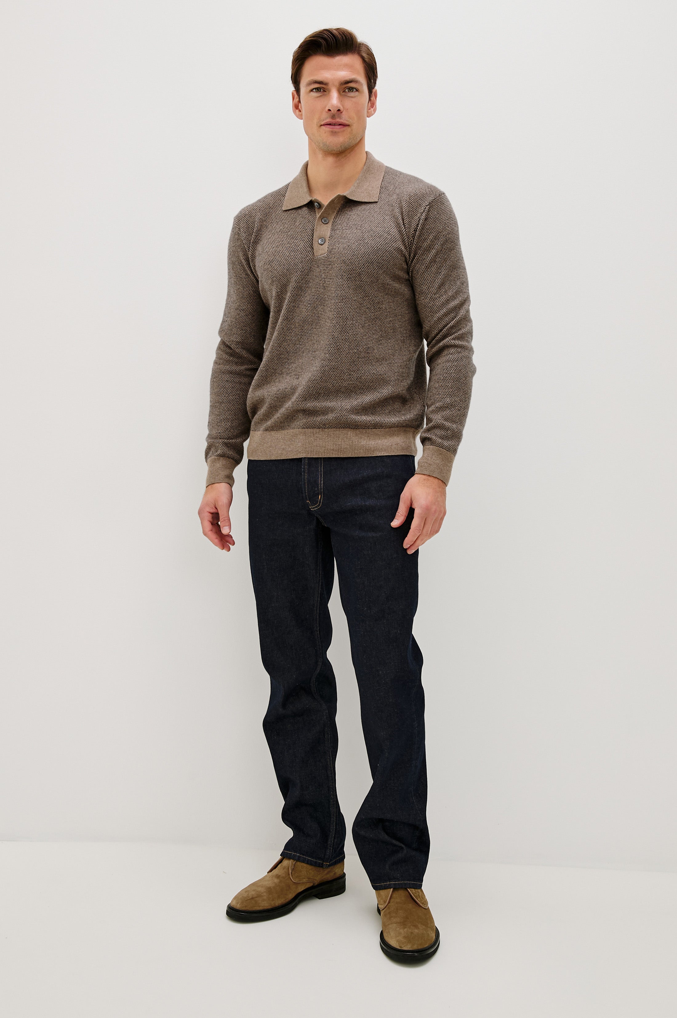 Anders Sweater Polo Flax Navy