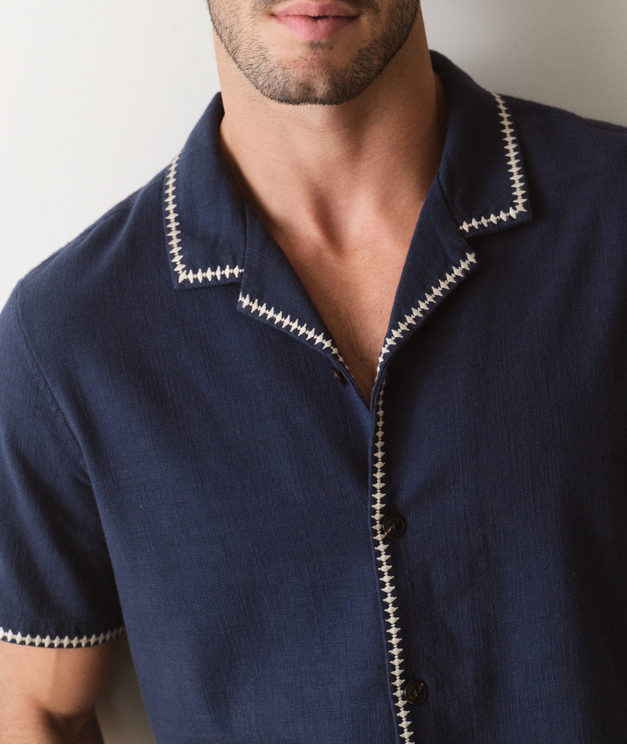 Embroidered Short Sleeve Resort Shirt India Ink