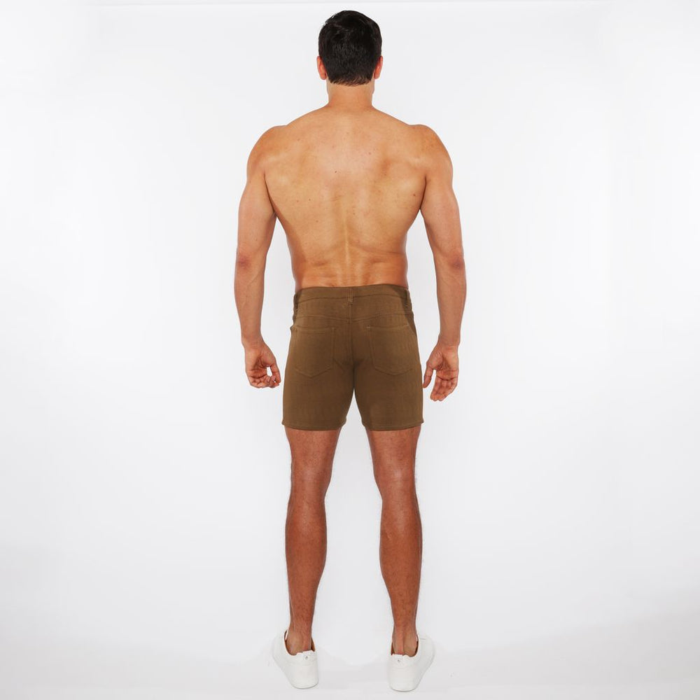 Jacquard Stretch Knit Jean Shorts Truffle Zigzag