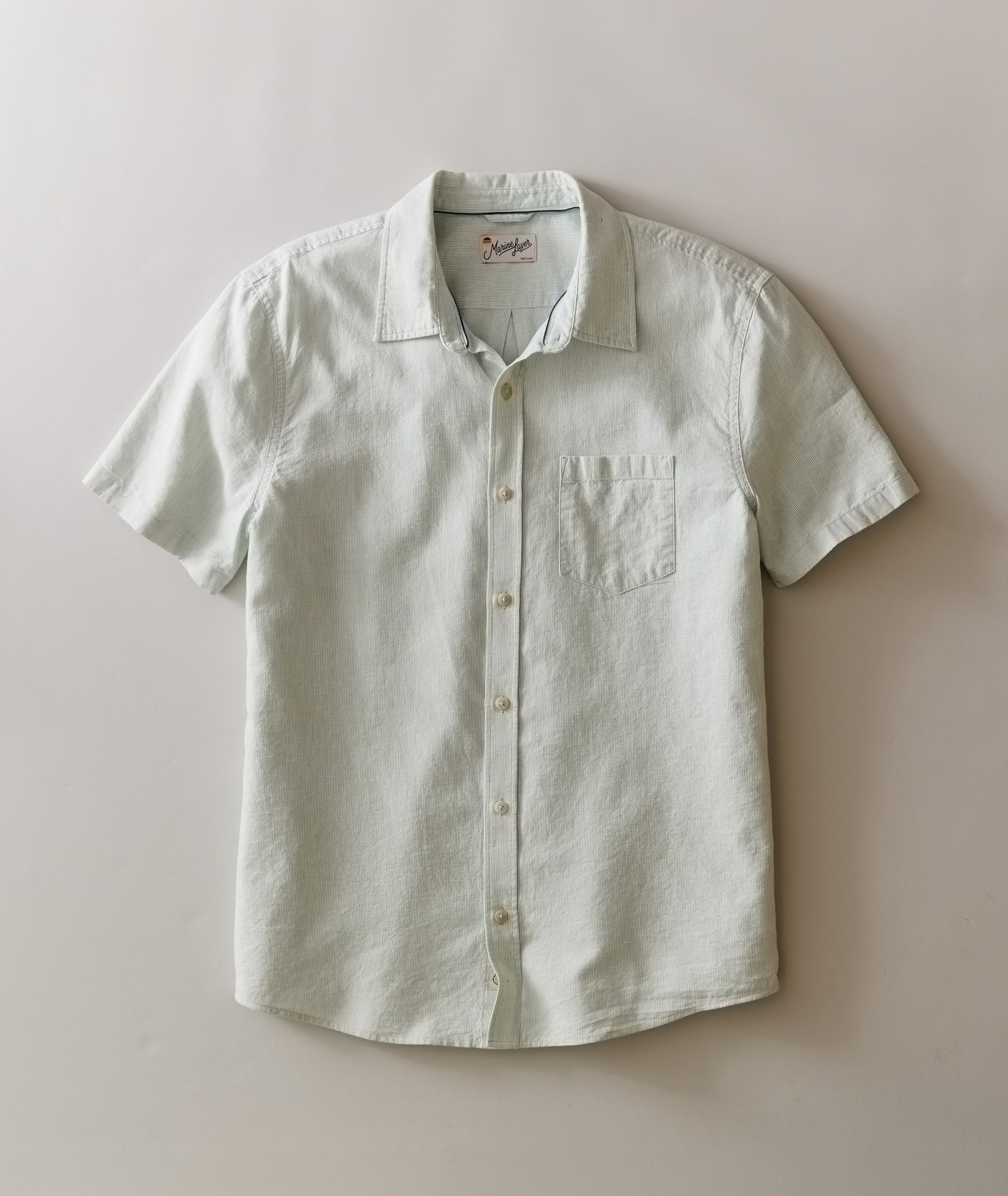 Better-Than-Linen Short Sleeve Shirt Iceberg Stripe