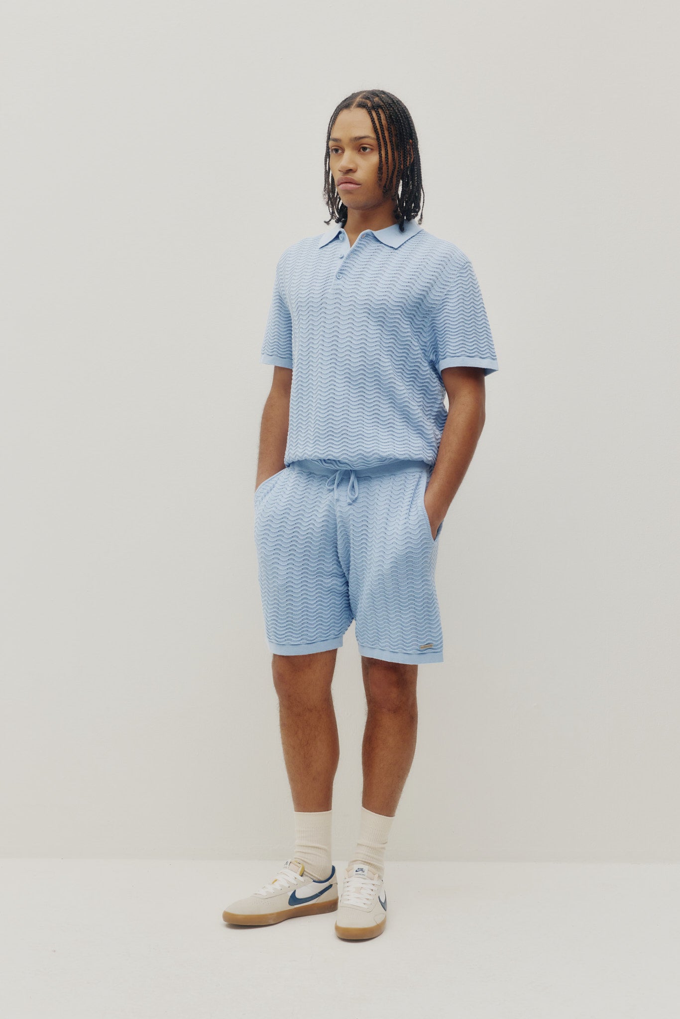 Wave Knit Shorts Rain Washed
