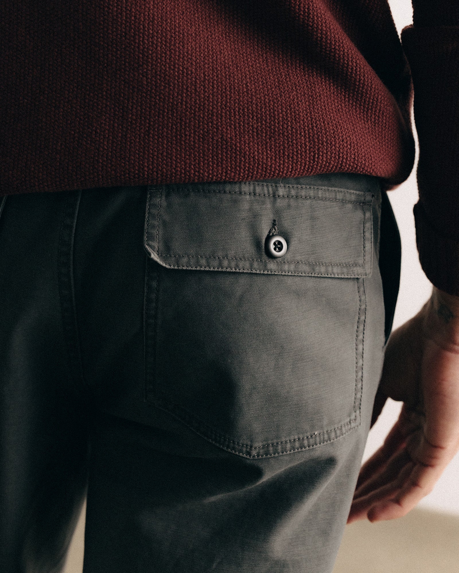 The Surplus Pant in Reverse Sateen Faded Black