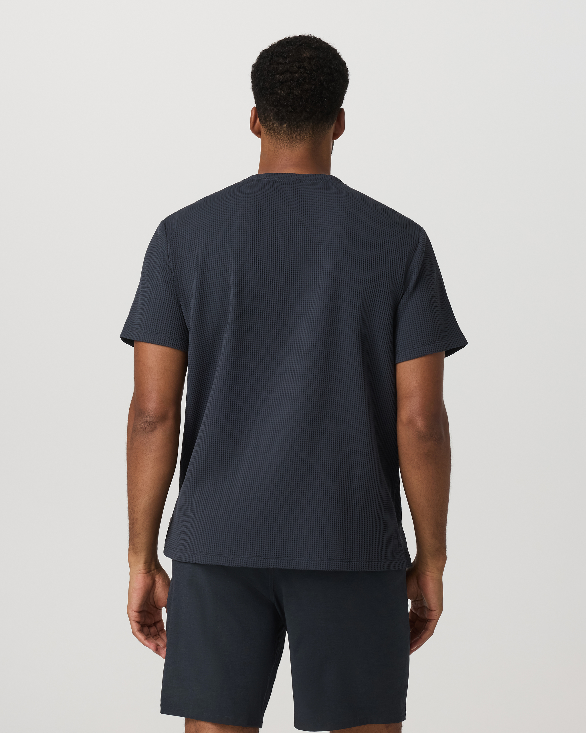 Short Sleeve Lightweight Tech Waffle Tee - Relaxed Fit Navy