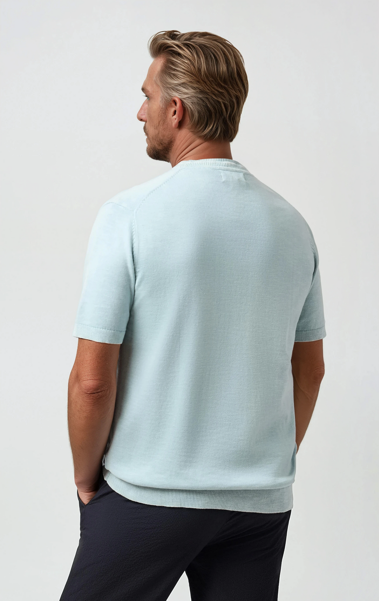 Garment Dyed Knit Tee Light Blue