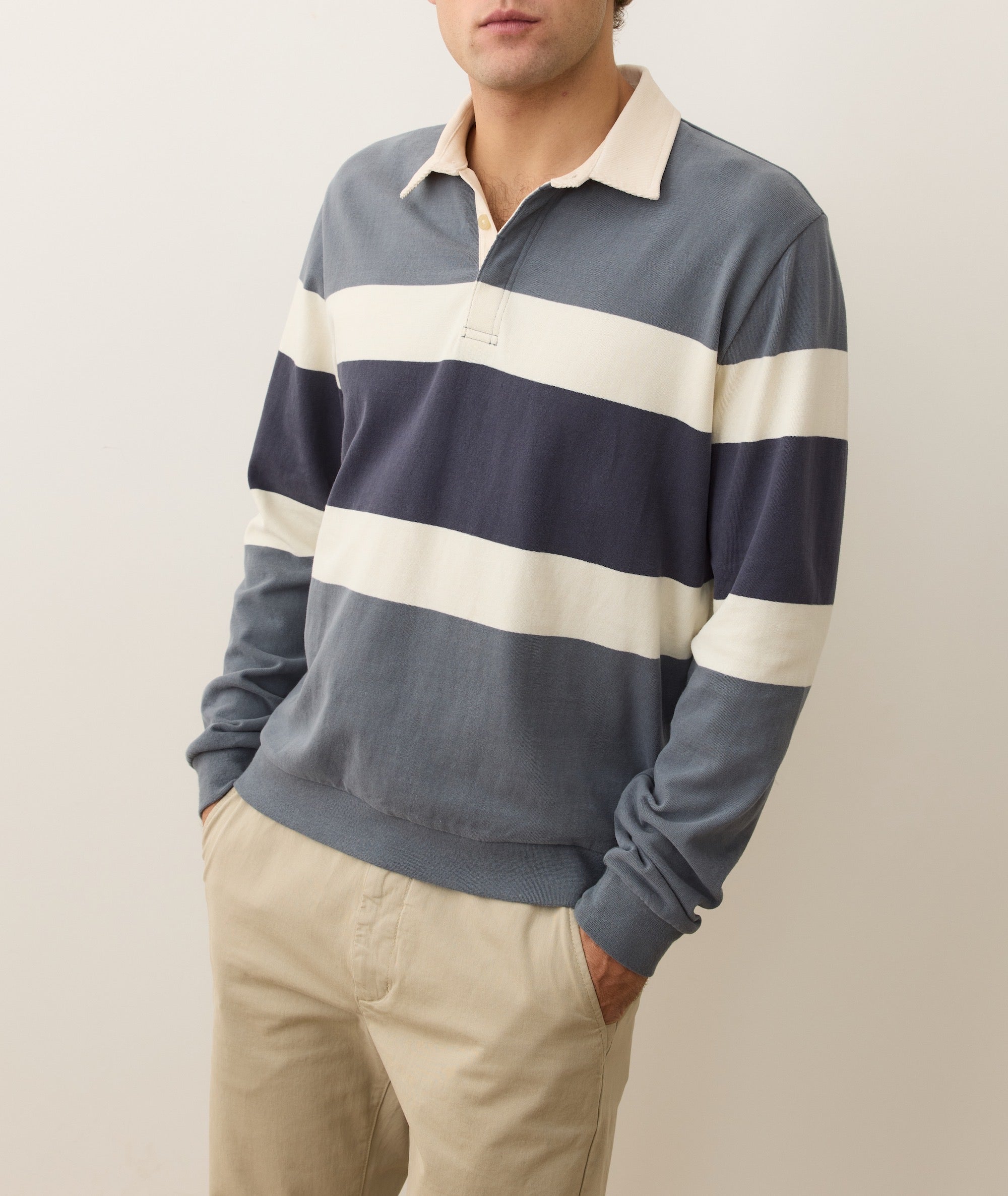Sueded Rugby Polo Stormy Weather Colorblock