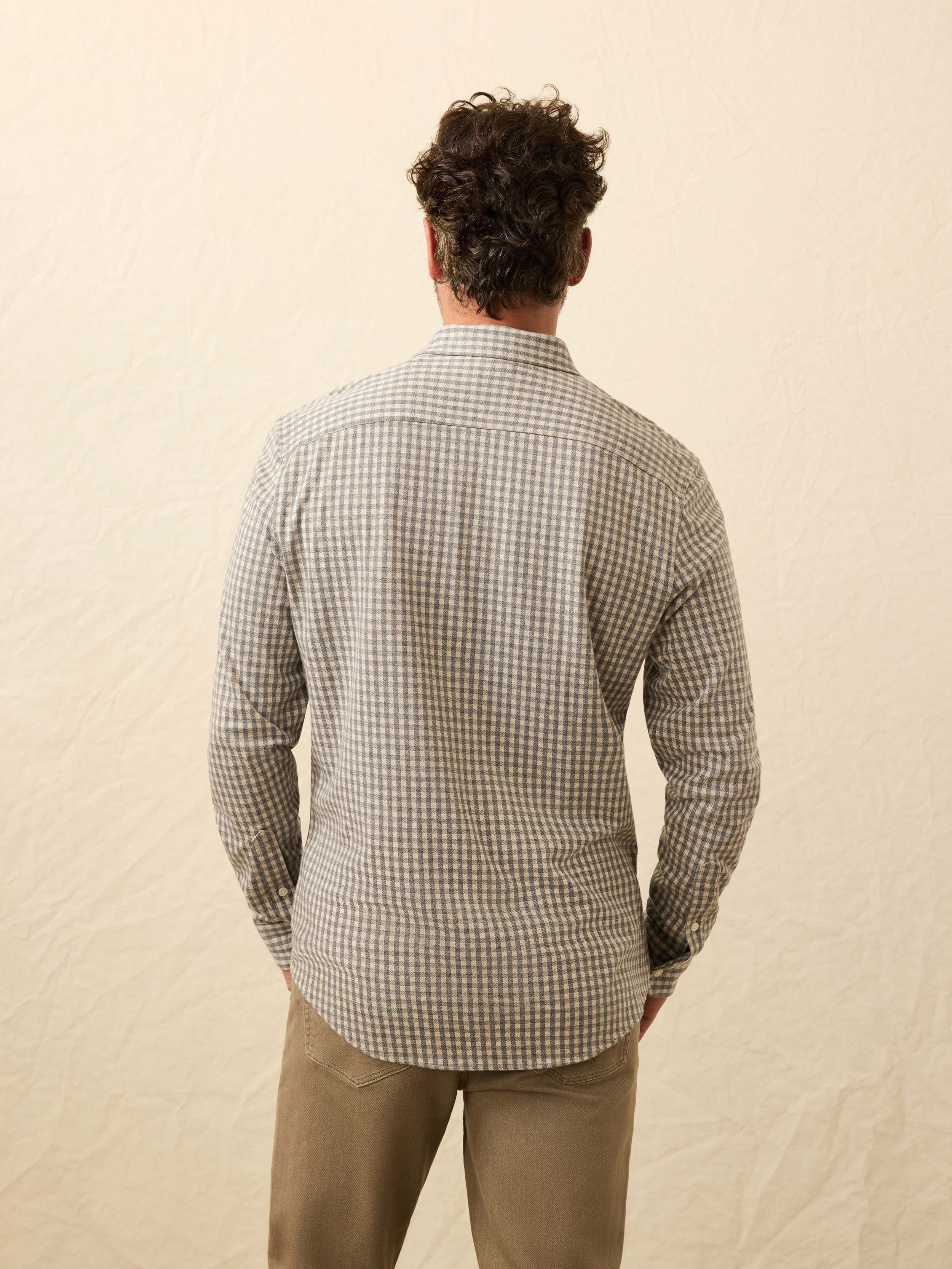 Coastline Knit Shirt Fox Grey Gingham