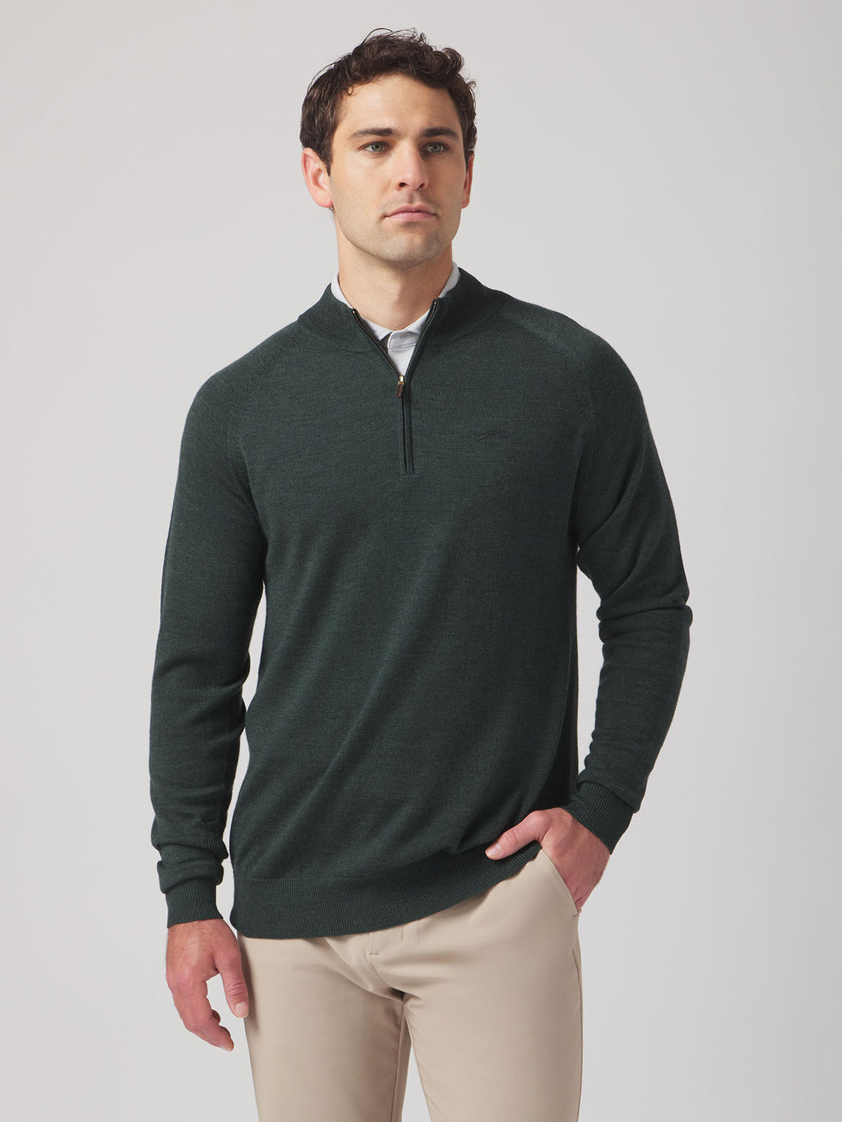 3D Merino Wool 1/4 Zip Deep Forest