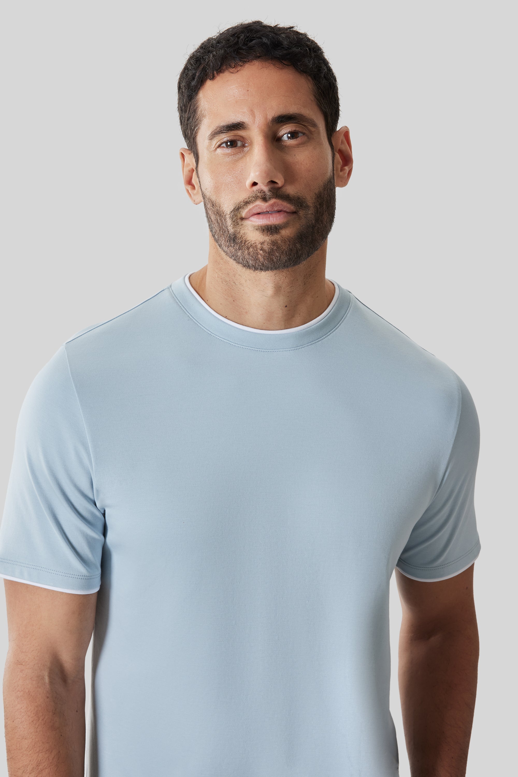 Georgia Short Sleeve Crew w/ Trim Fresh Blue