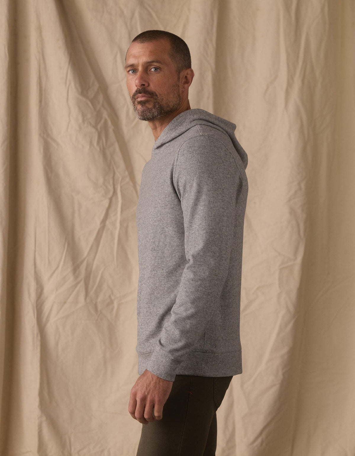 Brushed Textured Knit Hoodie Graphite