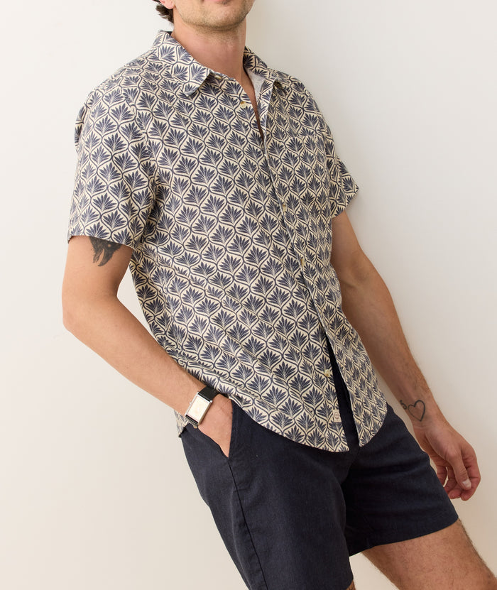 Classic Stretch Selvage Shirt India Ink Agave Print